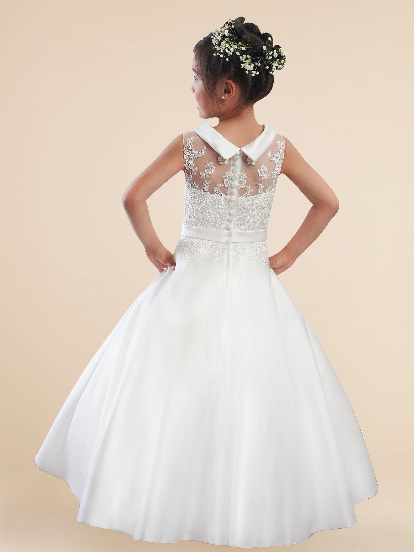 Lace A-Line Scoop Neck Sleeveless Flower Girl Dress-F500020