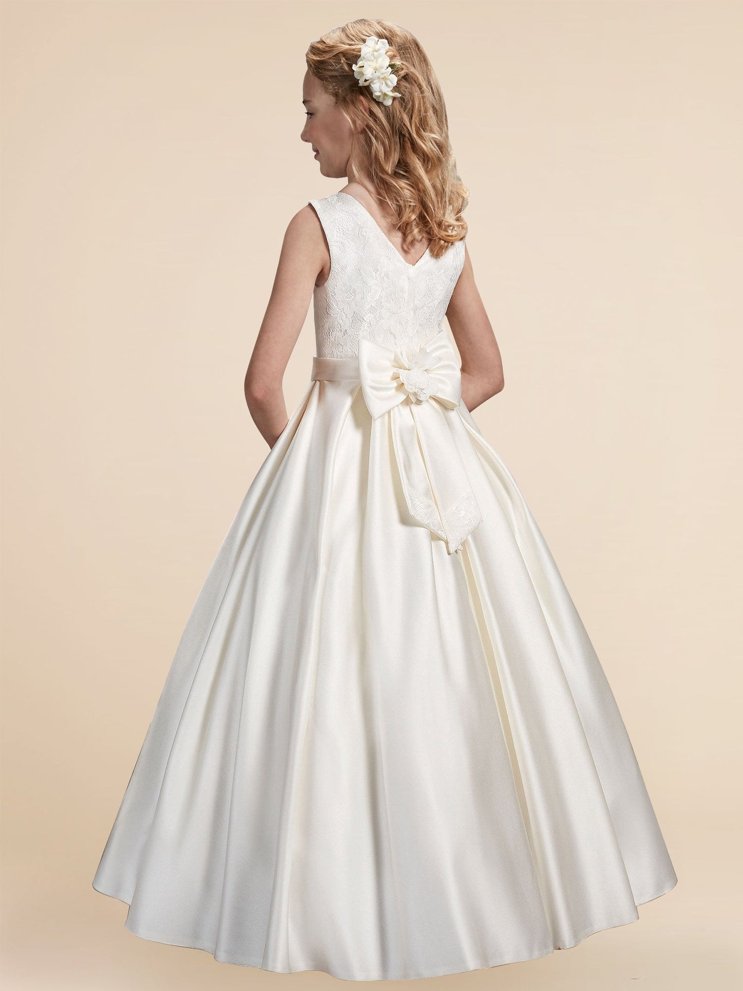 Lace A-Line Scoop Neck Sleeveless Flower Girl Dress-F500022