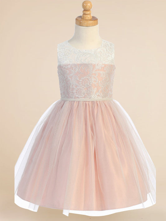Lace A-Line Scoop Neck Sleeveless Flower Girl Dress-F500074