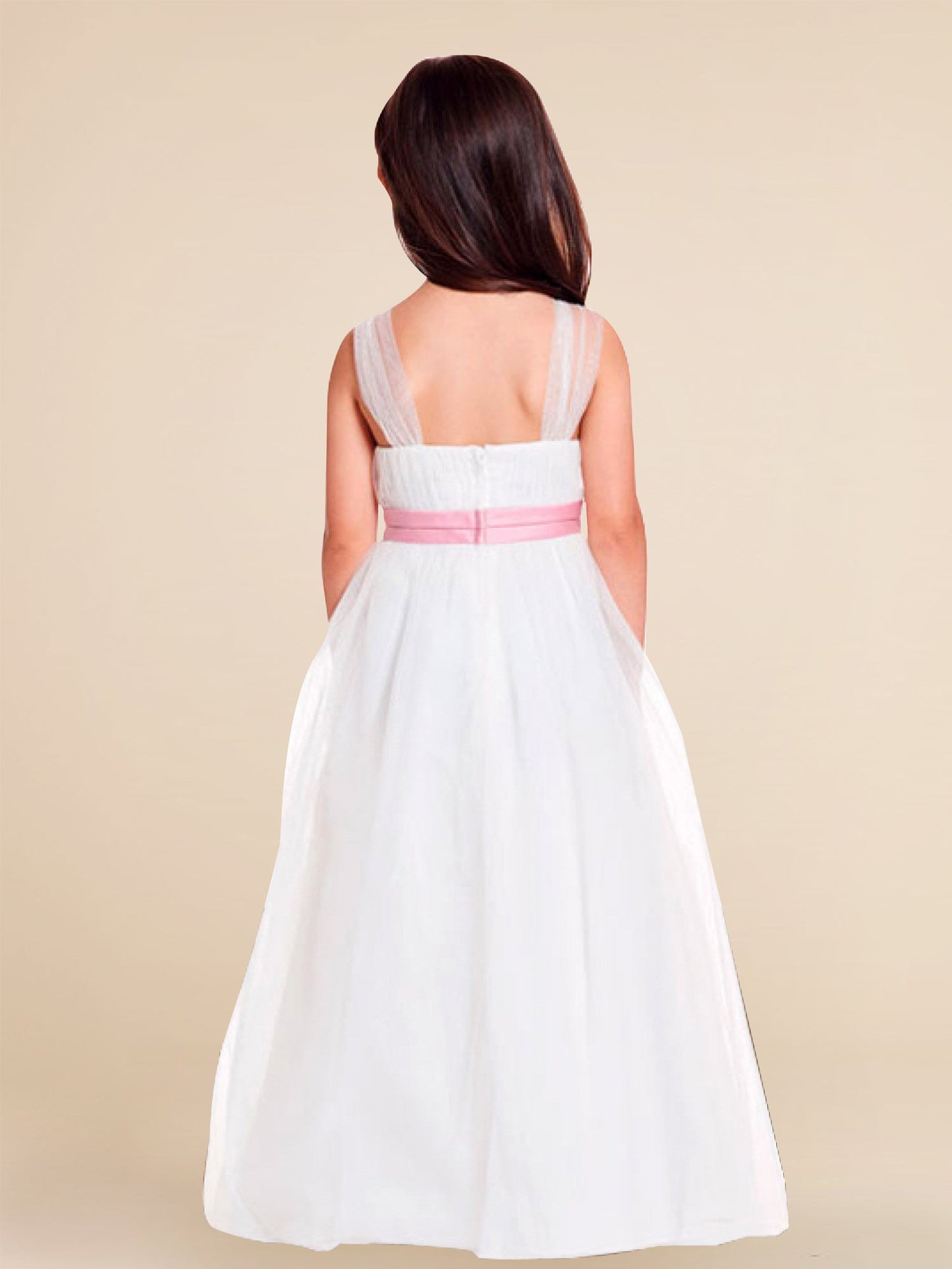 Satin Scoop Neck Sleeveless Flower Girl Dress
