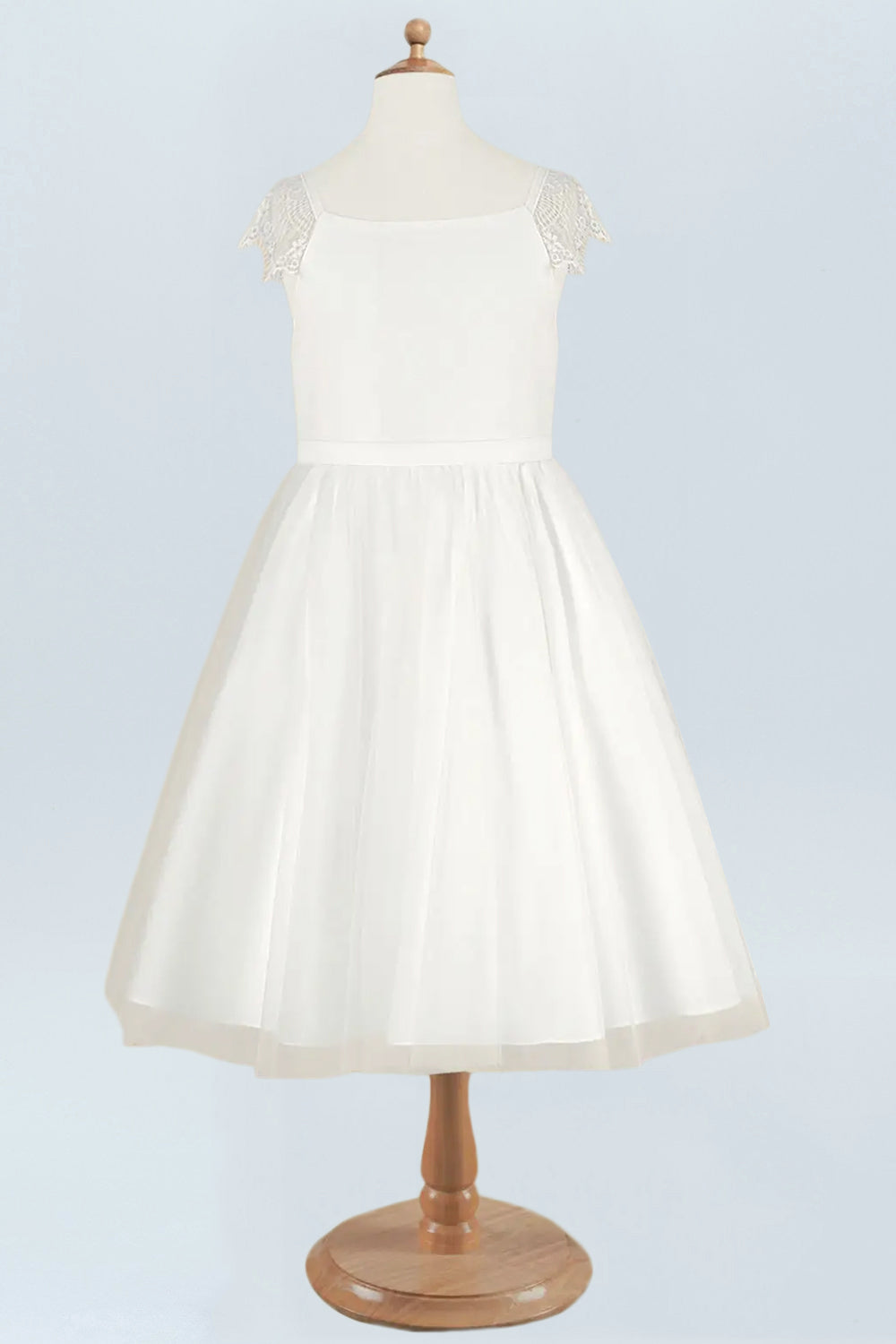 Lace A-Line Scoop Neck Half Sleeves Floweer Girl Dress-F500121