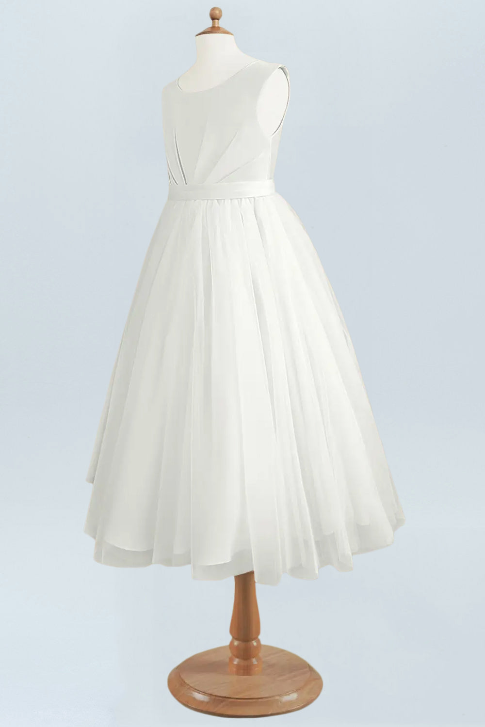 Satin A-Line Scoop Neck Half Sleeves Floweer Girl Dress-F500122