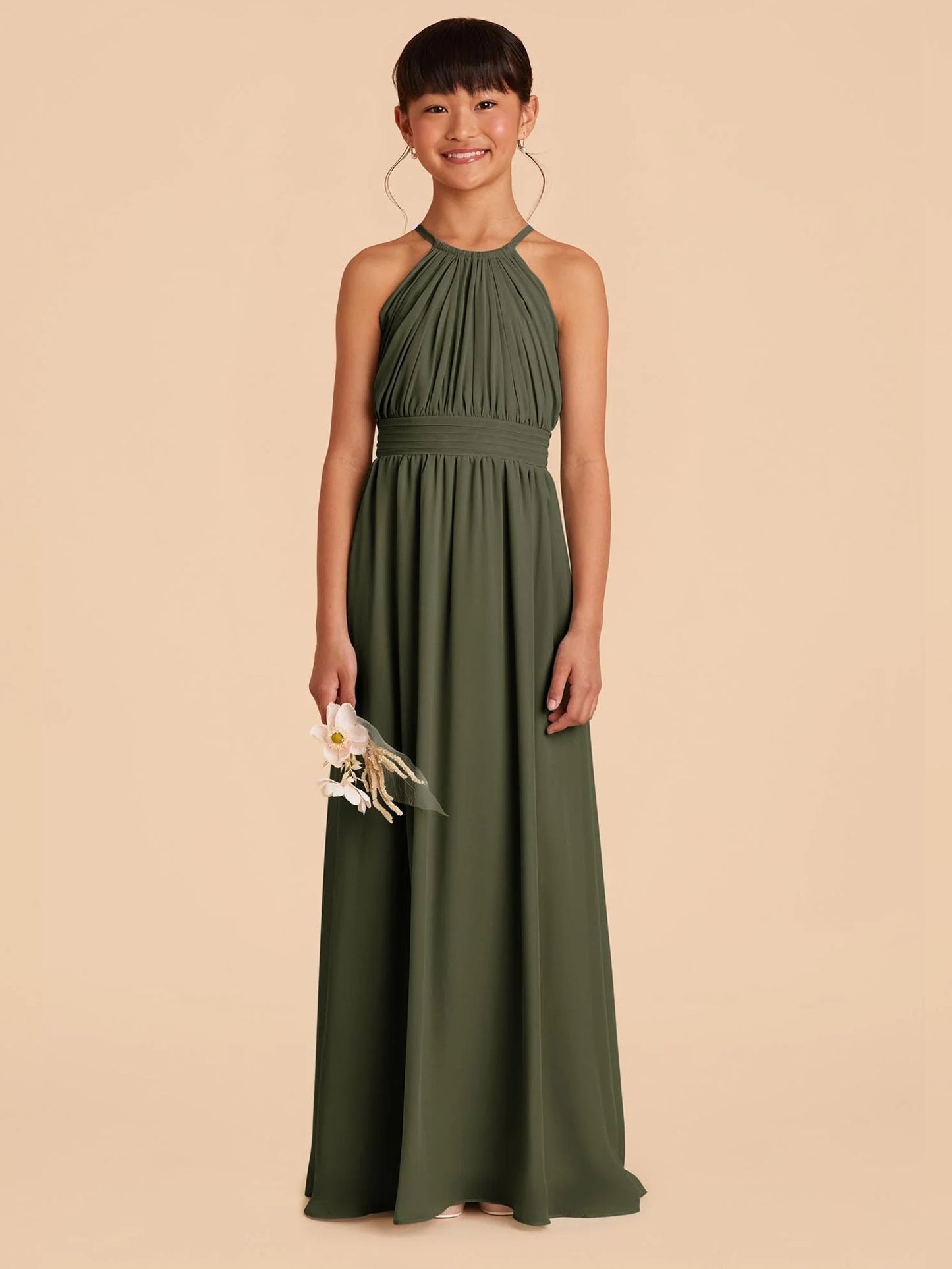 Chiffon A-Line Halter Sleeveless Junior Dress-FJ00002