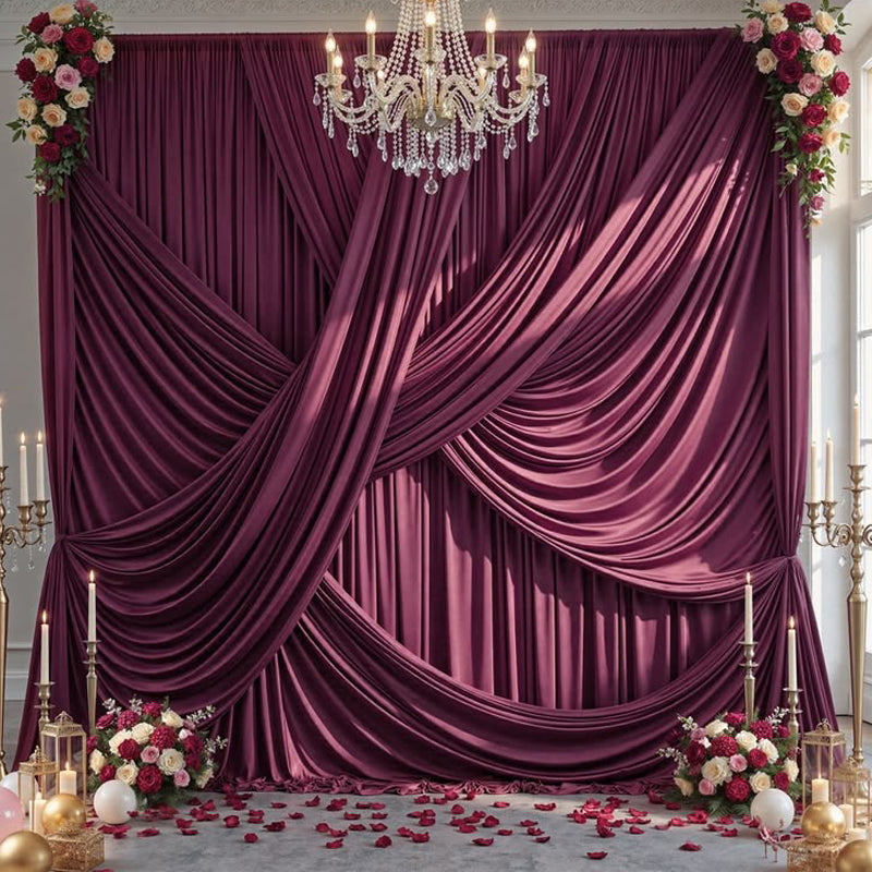Burgundy Draping Fabric Stretch Knit Fabric for Wedding Decor Curtains 170x100 cm -FB00002
