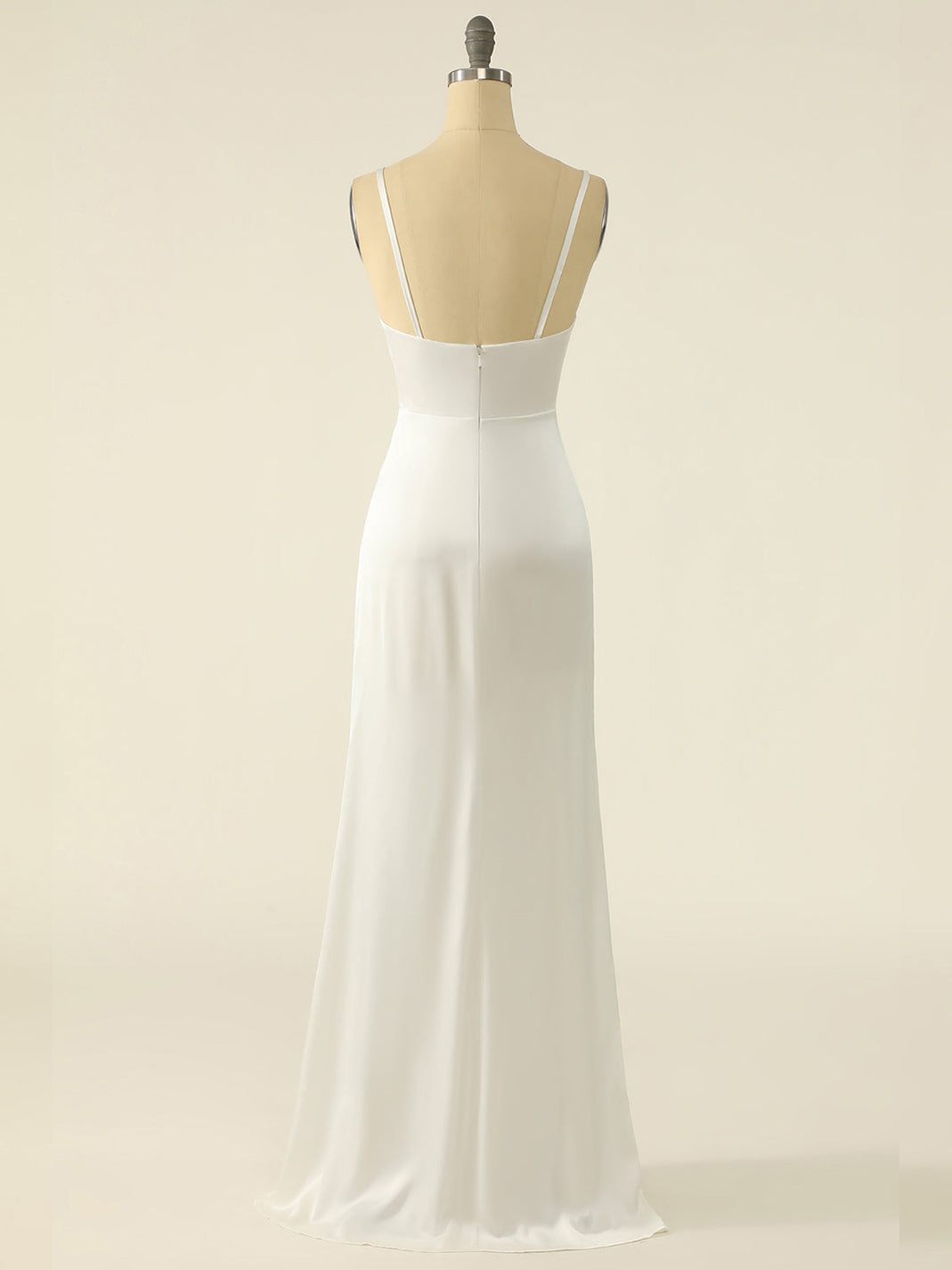Stretch Satin A-Line Cowl Neck Sleeveless Bridesmaid Dress-F0313002