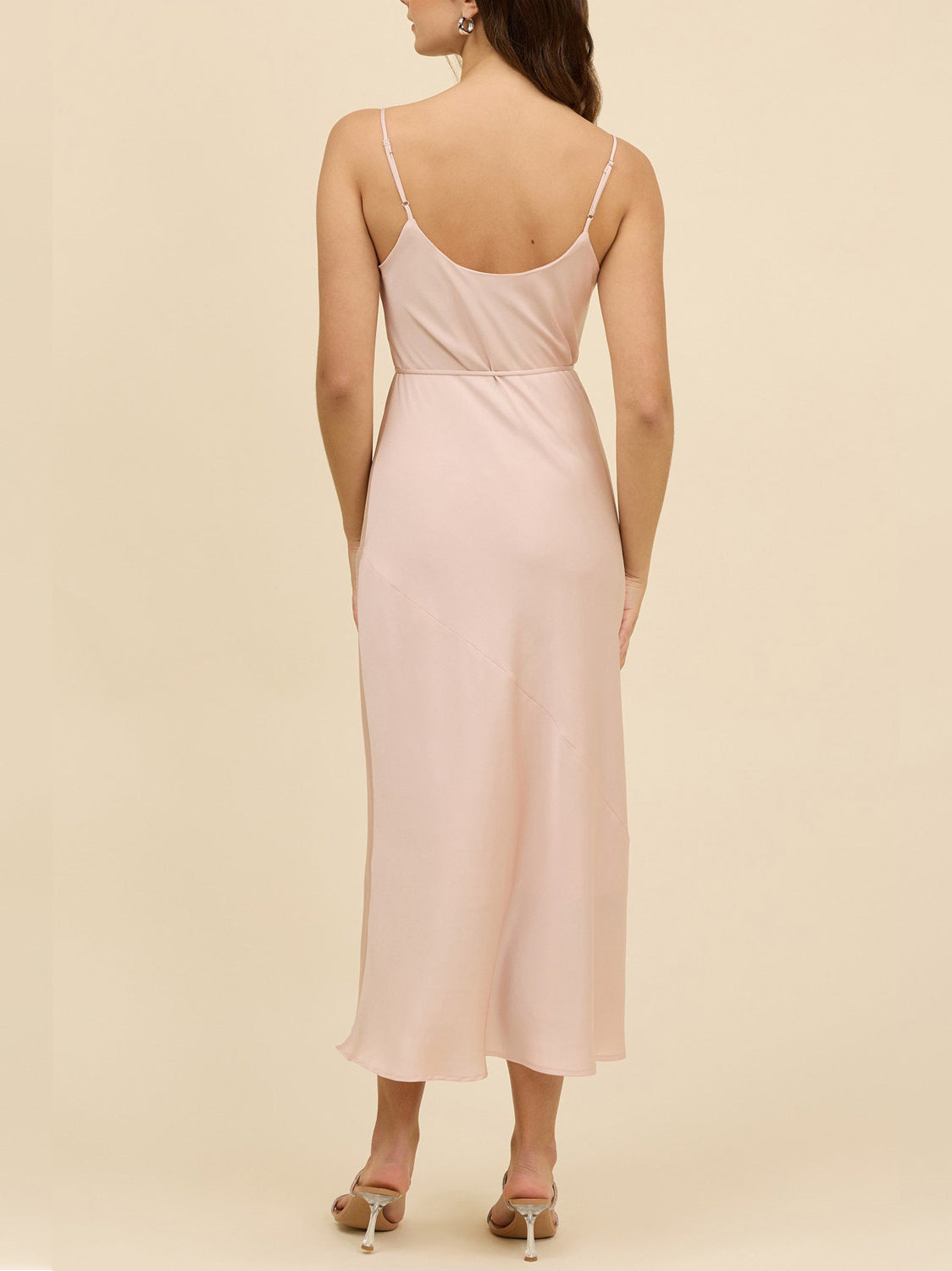 Stretch Satin A-Line Cowl Neck Sleeveless Bridesmaid Dress-F0313038