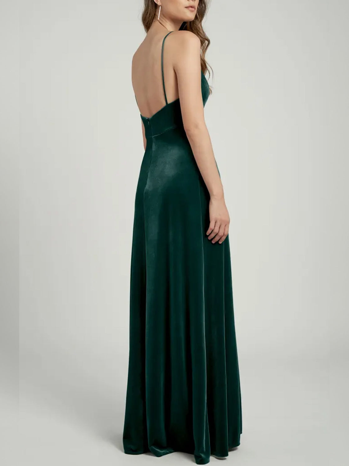 Velvet A-Line V-Neck Sleeveless Bridesmaid Dress-F0313017