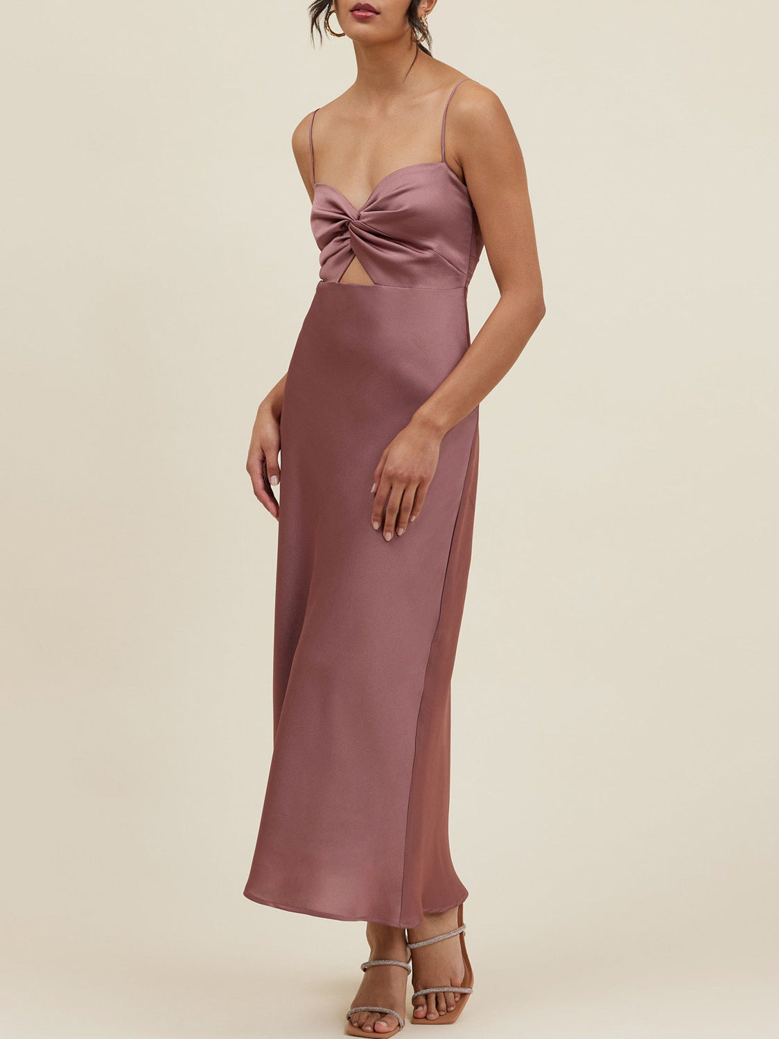 Stretch Satin A-Line Jewel Neck Sleeveless Bridesmaid Dress-F0313019