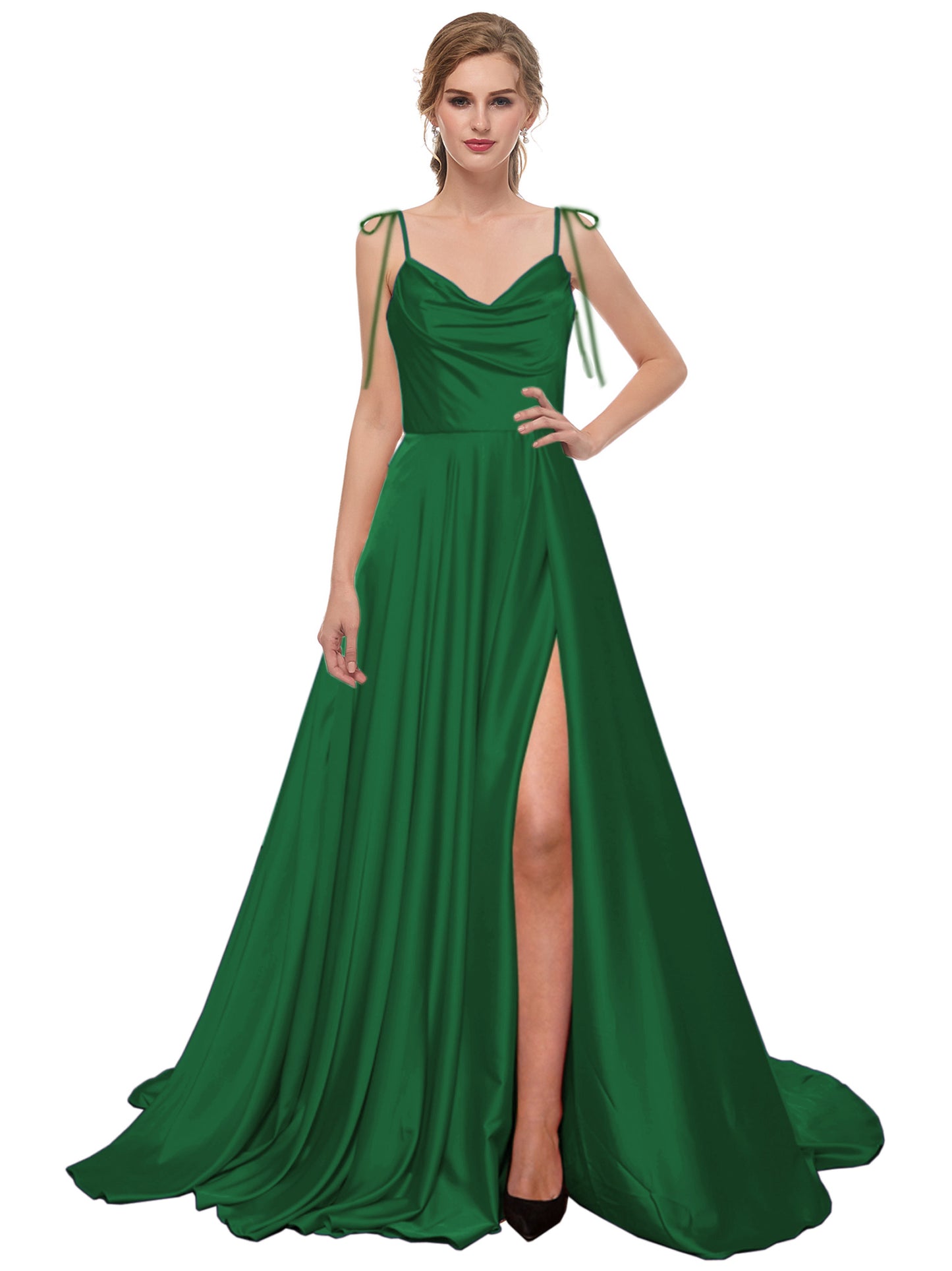 A Line Long Prom Dress Spaghetti Straps Evening Ball Gown GD101503