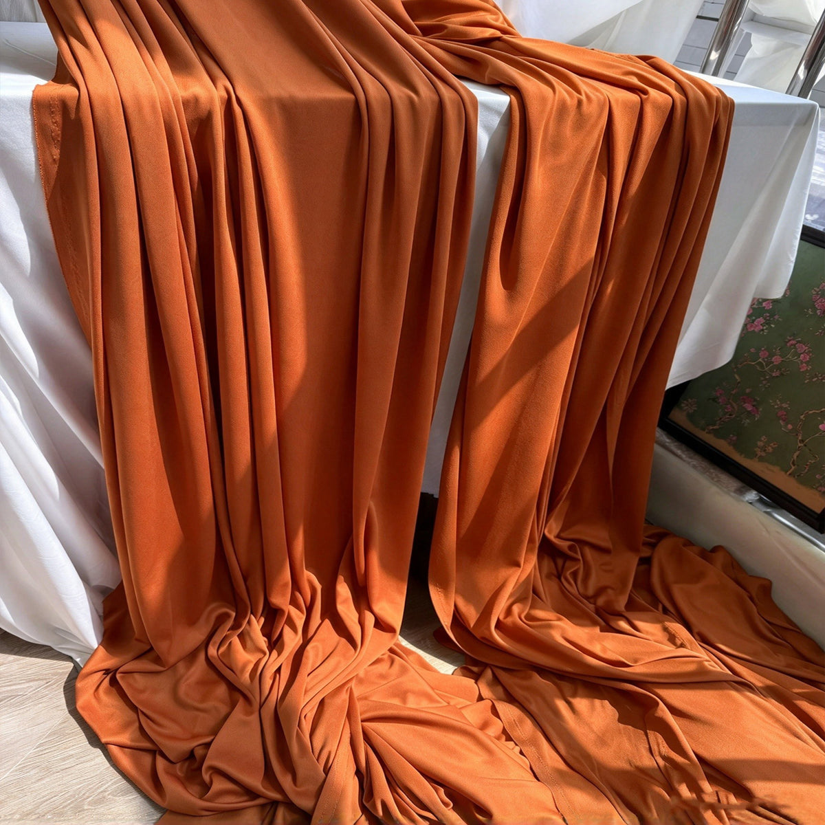 Warm Brown Chocolate Background Fabric, Decorative Wedding Drapes, Ceiling Panels 170x100 cm