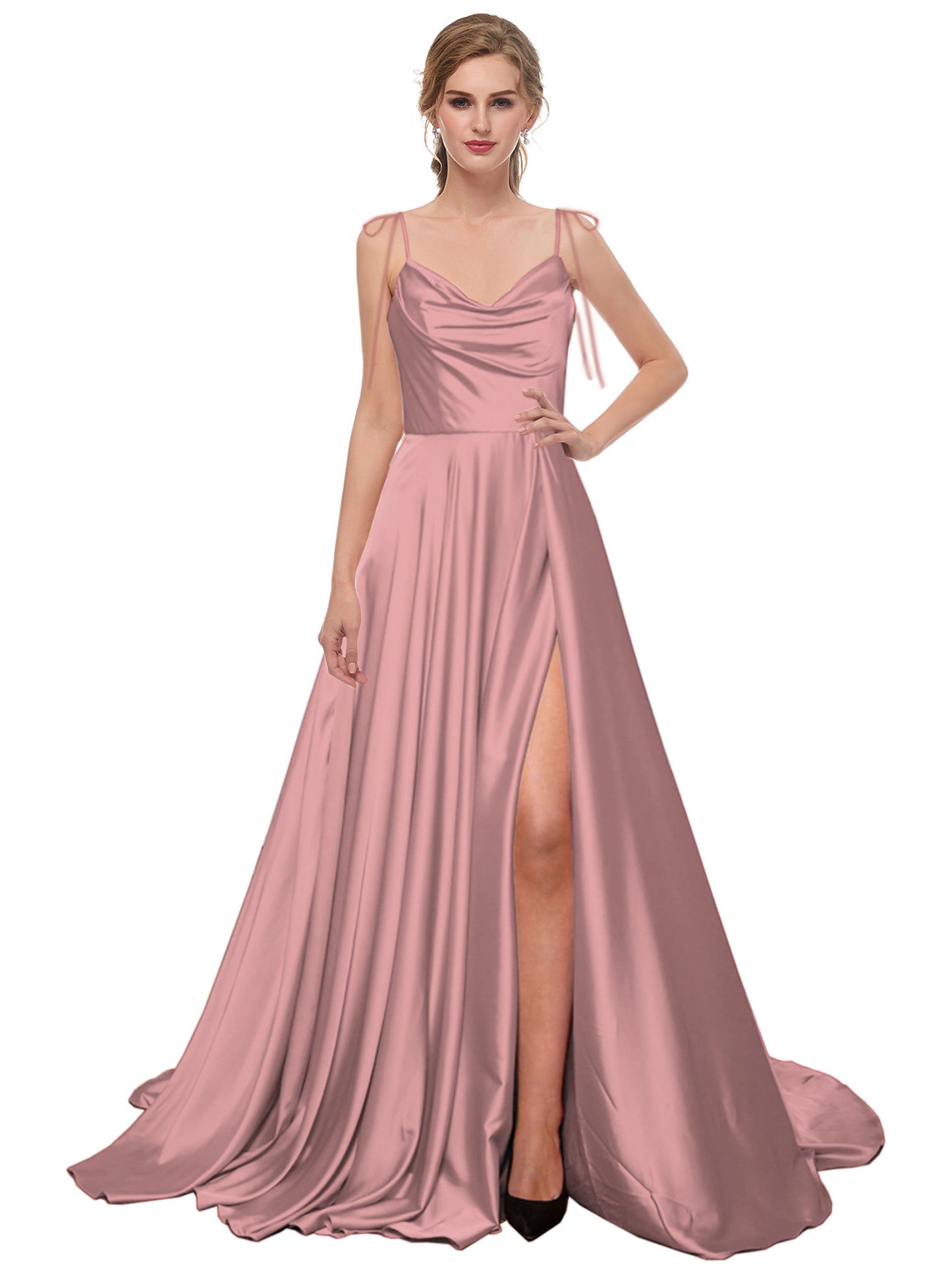 A Line Long Prom Dress Spaghetti Straps Evening Ball Gown GD101503
