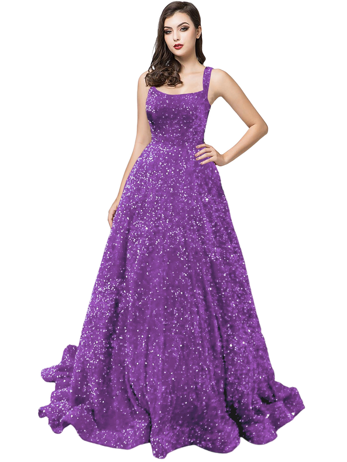 Women's Long Dress Sequin Bateau/Boat Back Strap Fashion Long Sleeveless Party Dress GD101930