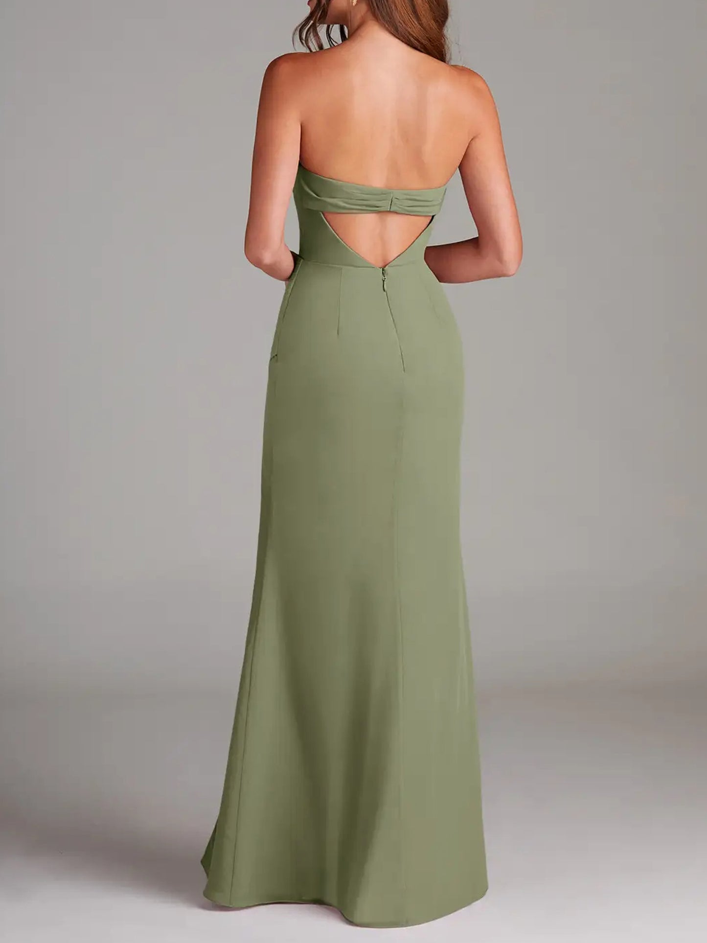 Chiffon Sheath Cowl Off-the-Shoulder Bridesmaid Dress-F0114003