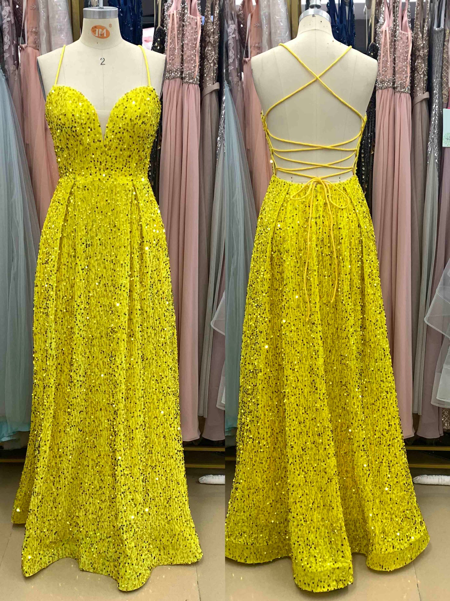 Sequin Long Prom Dress Dipped Evening Ball Gown GD101630