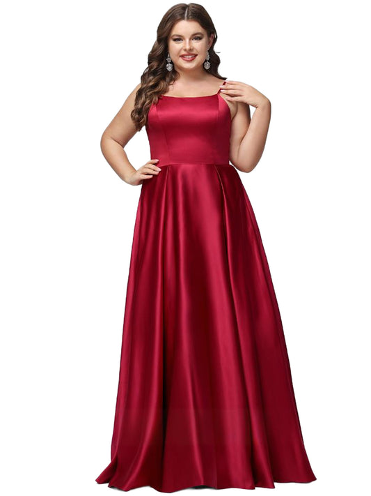 Satin A Line Long Prom Dress Sweetheart Slit Evening Ball Gown GD300102