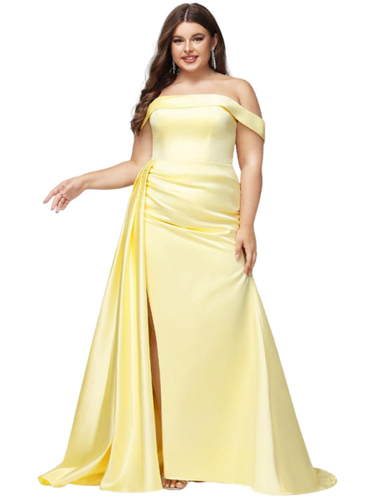 Plus Size Long Prom Dress Off-the-shoulder A Line Evening Ball Gown GD300110