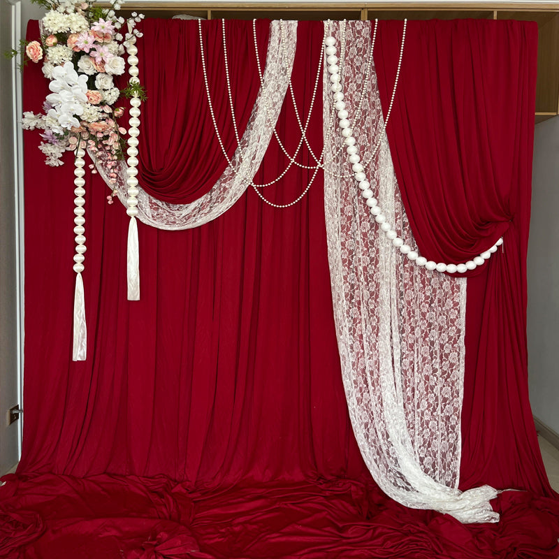 Burgundy Draping Fabric Stretch Knit Fabric for Wedding Decor Curtains 170x100 cm -FB00002
