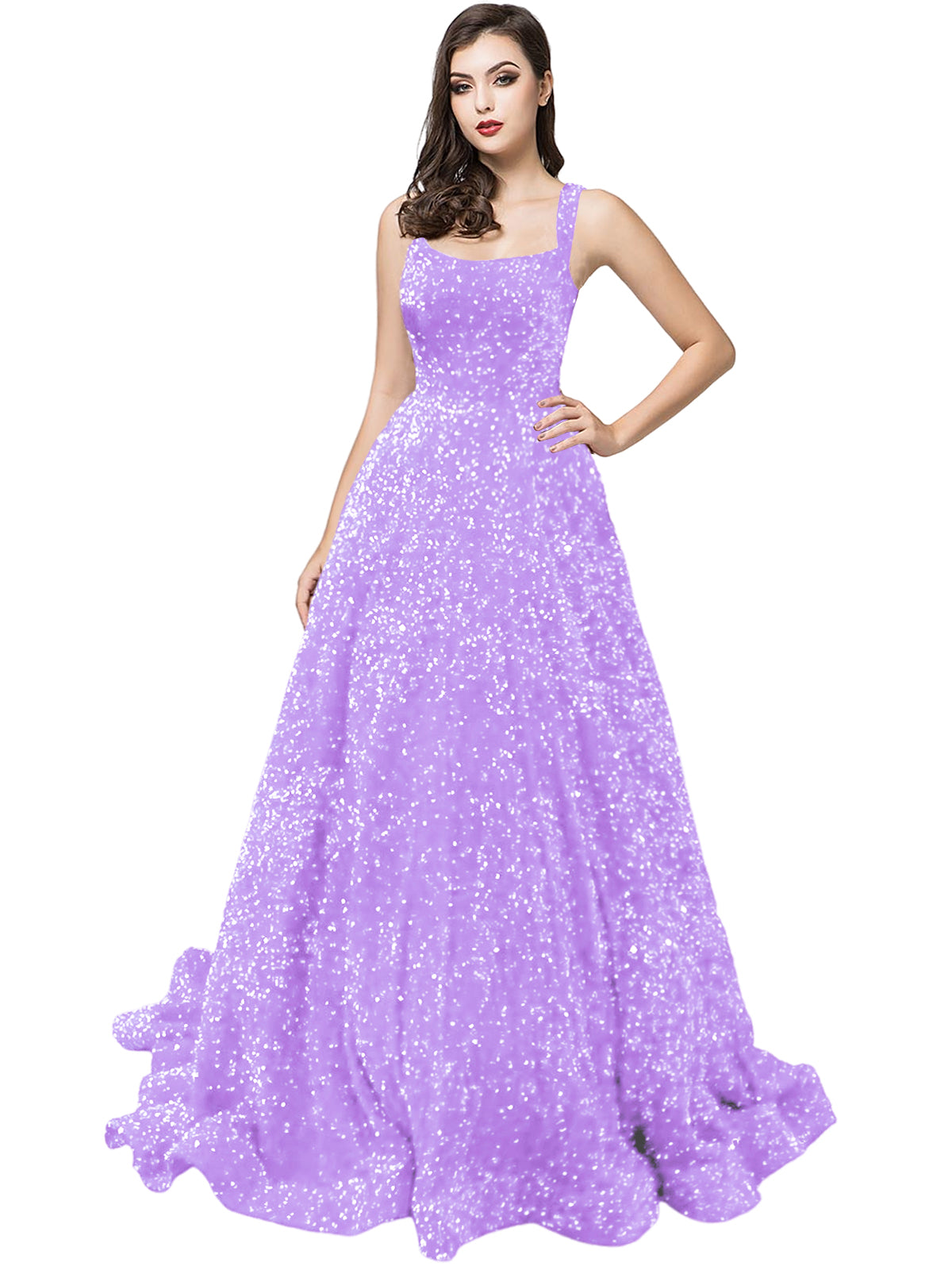 Women's Long Dress Sequin Bateau/Boat Back Strap Fashion Long Sleeveless Party Dress GD101930