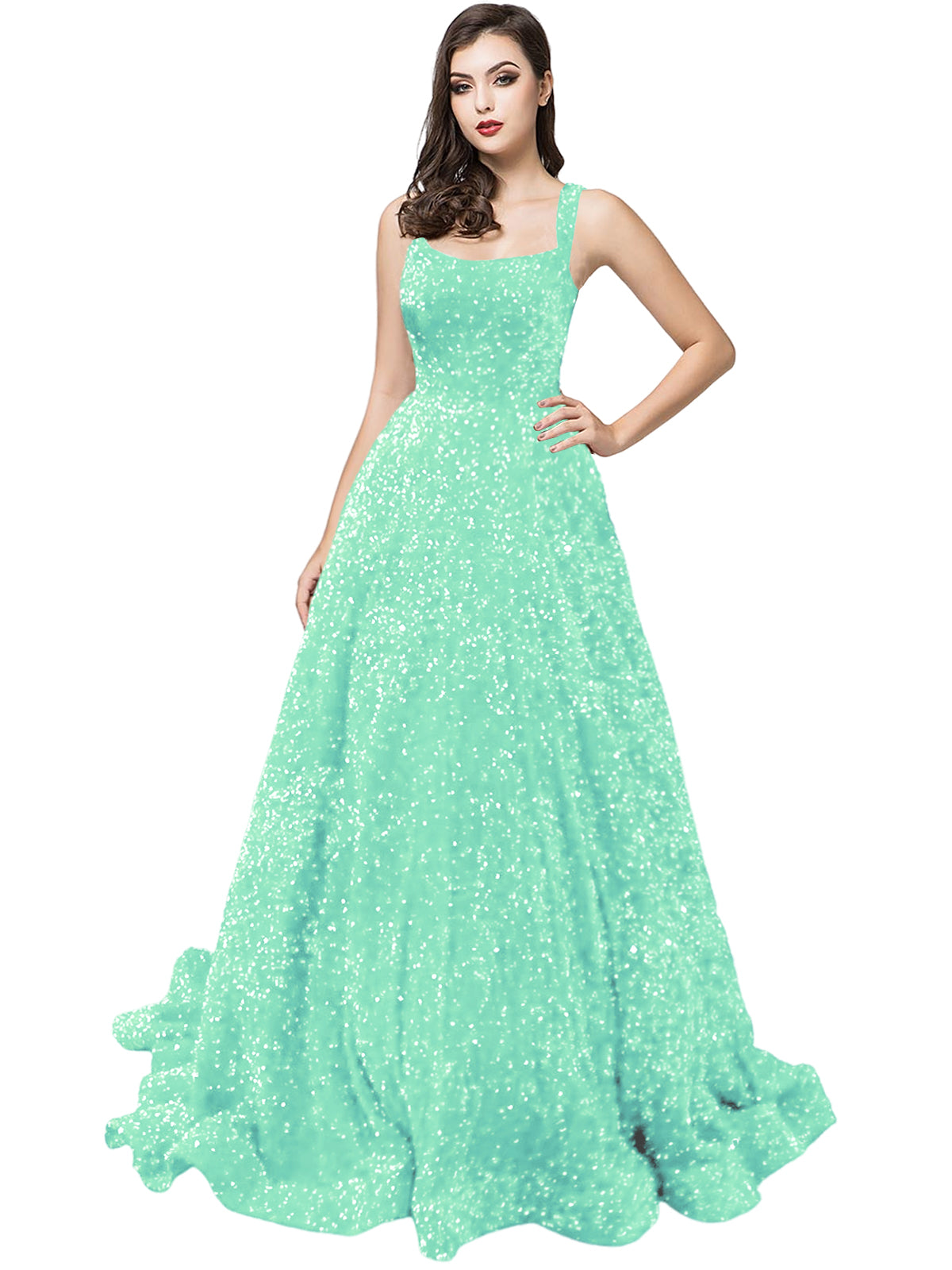 Women's Long Dress Sequin Bateau/Boat Back Strap Fashion Long Sleeveless Party Dress GD101930