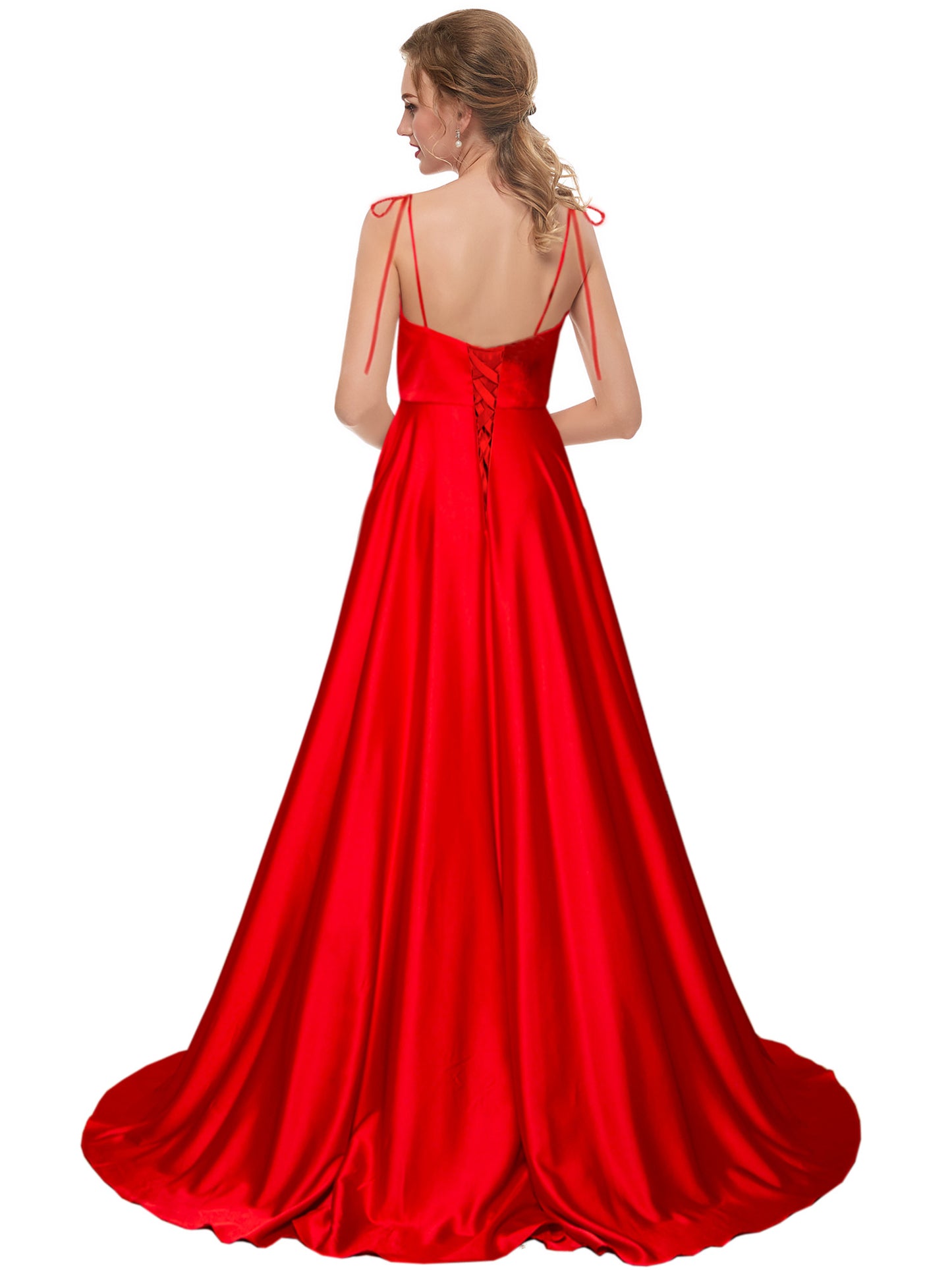 A Line Long Prom Dress Spaghetti Straps Evening Ball Gown GD101503