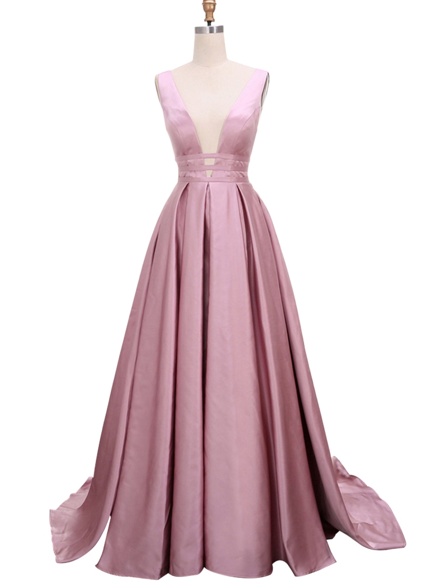 Satin Long Prom Dress Dipped A Line Evening Ball Gown with Pockets GD100244
