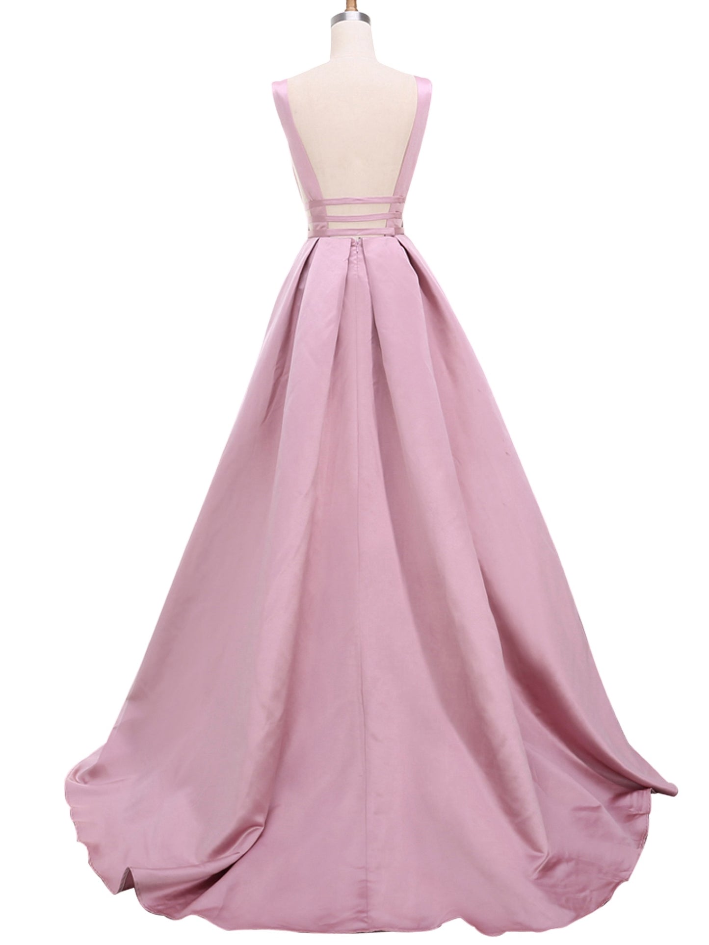 Satin Long Prom Dress Dipped A Line Evening Ball Gown with Pockets GD100244