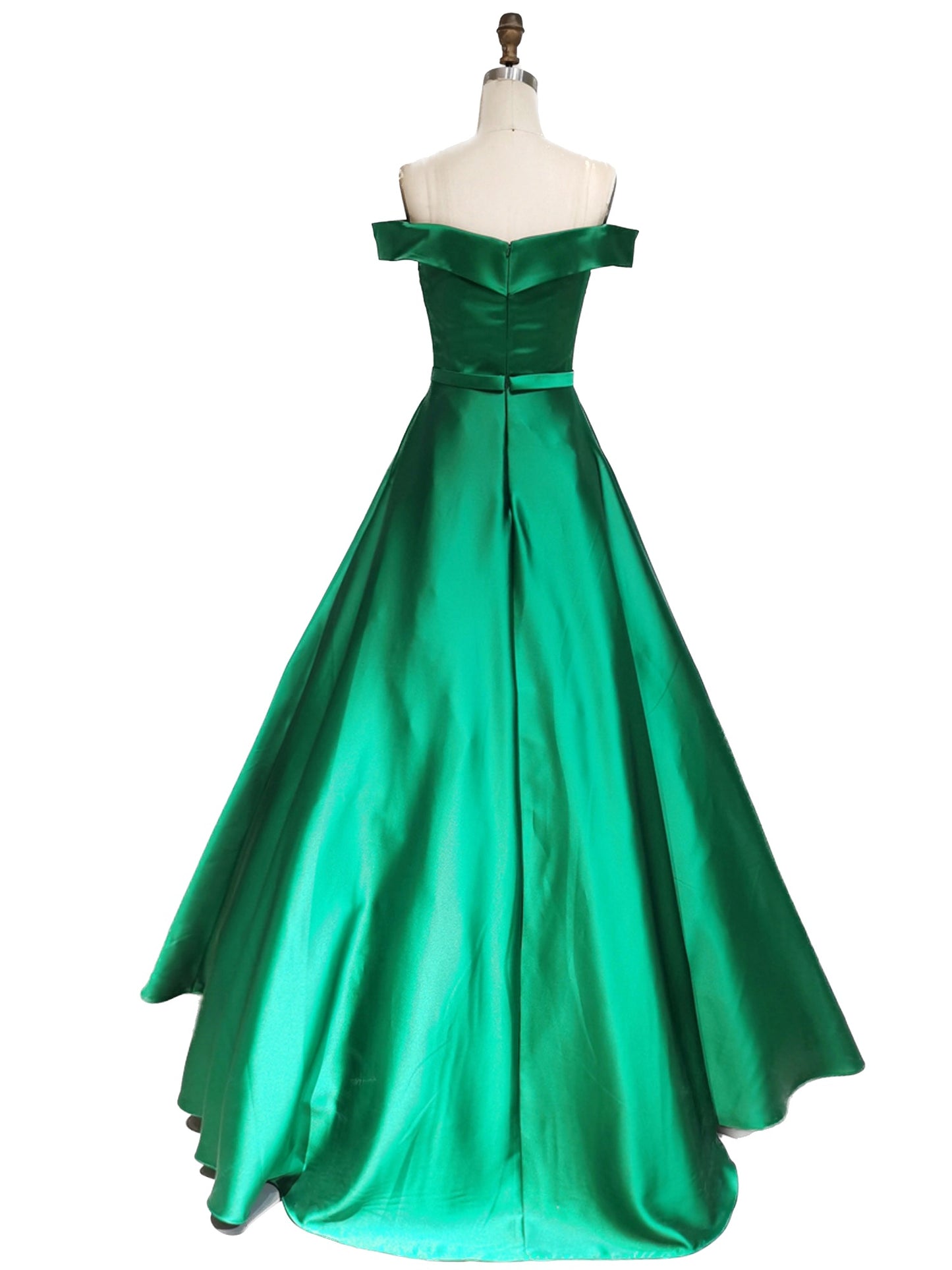 Satin Long Prom Dress Off the Shoulder A Line Evening Ball Gown with Pockets GD100502