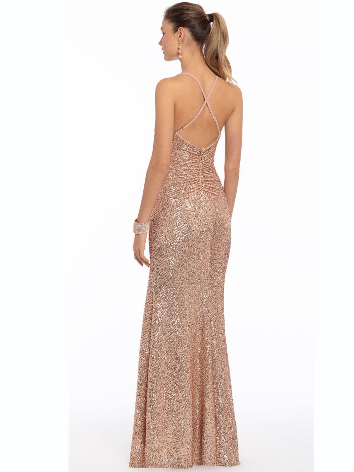 Sequin Long Prom Dress Cowl Evening Ball Gown GD102002
