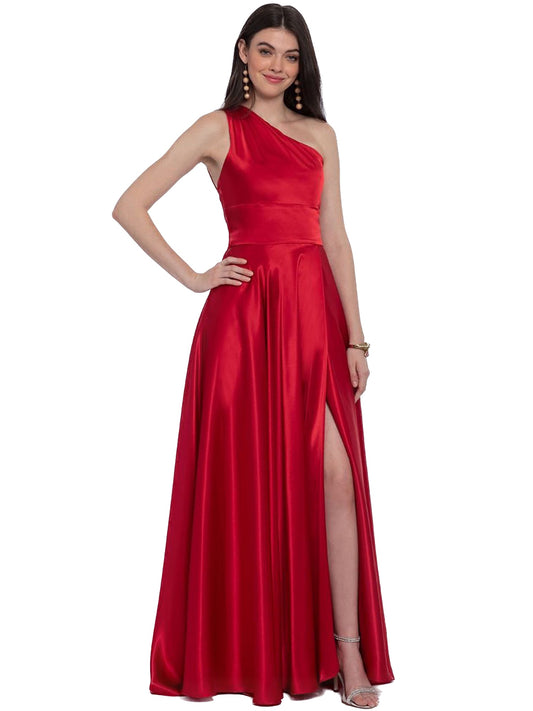 Satin Long Prom Dress One Shoulder  A Line Evening Ball Gown GD100510