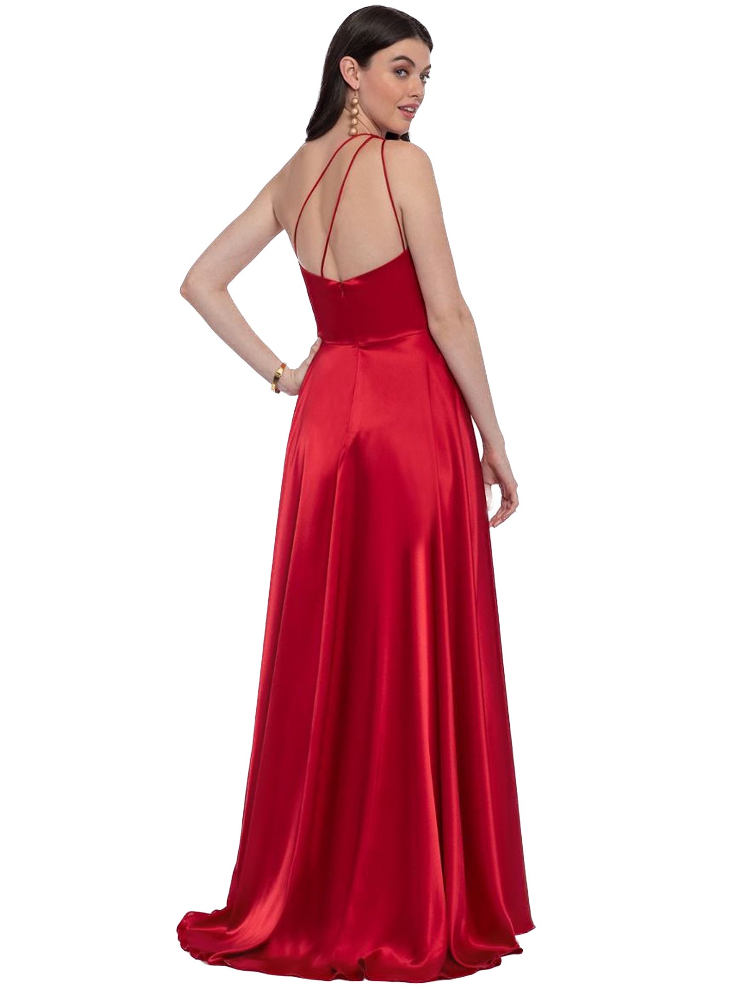 Satin Long Prom Dress One Shoulder  A Line Evening Ball Gown GD100510