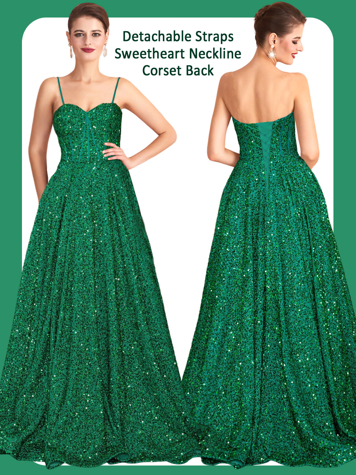 Long Dress Sequin Spaghetti Straps Slit Fashion Sleeveless Party Dress GD101933