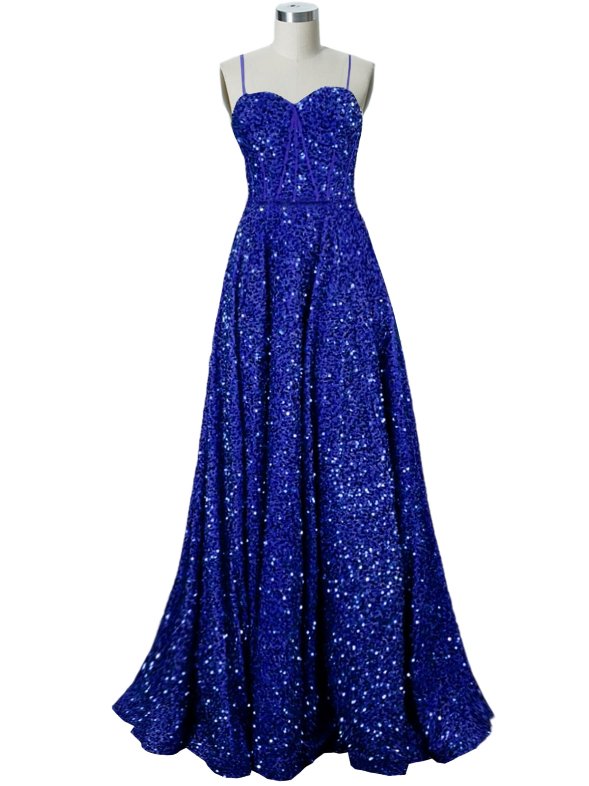 Long Dress Sequin Spaghetti Straps Slit Fashion Sleeveless Party Dress GD101933