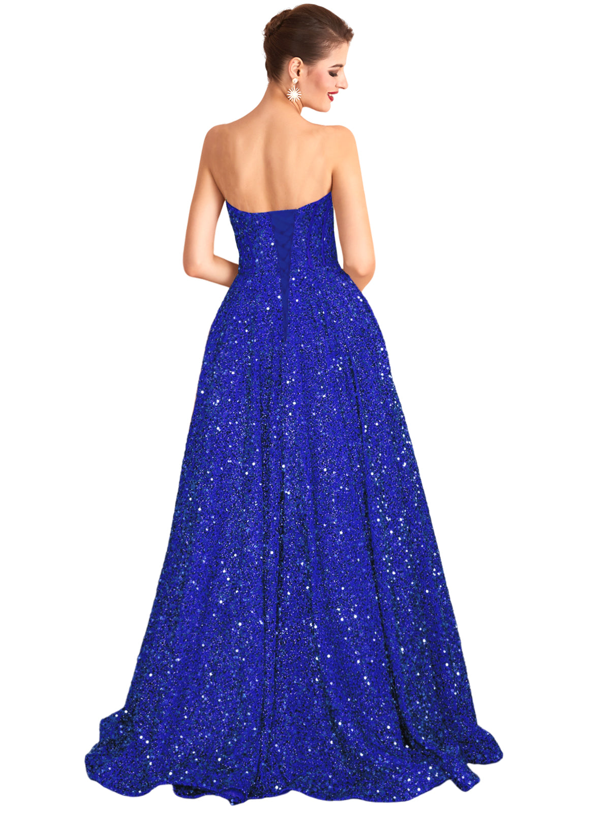 Long Dress Sequin Spaghetti Straps Slit Fashion Sleeveless Party Dress GD101933