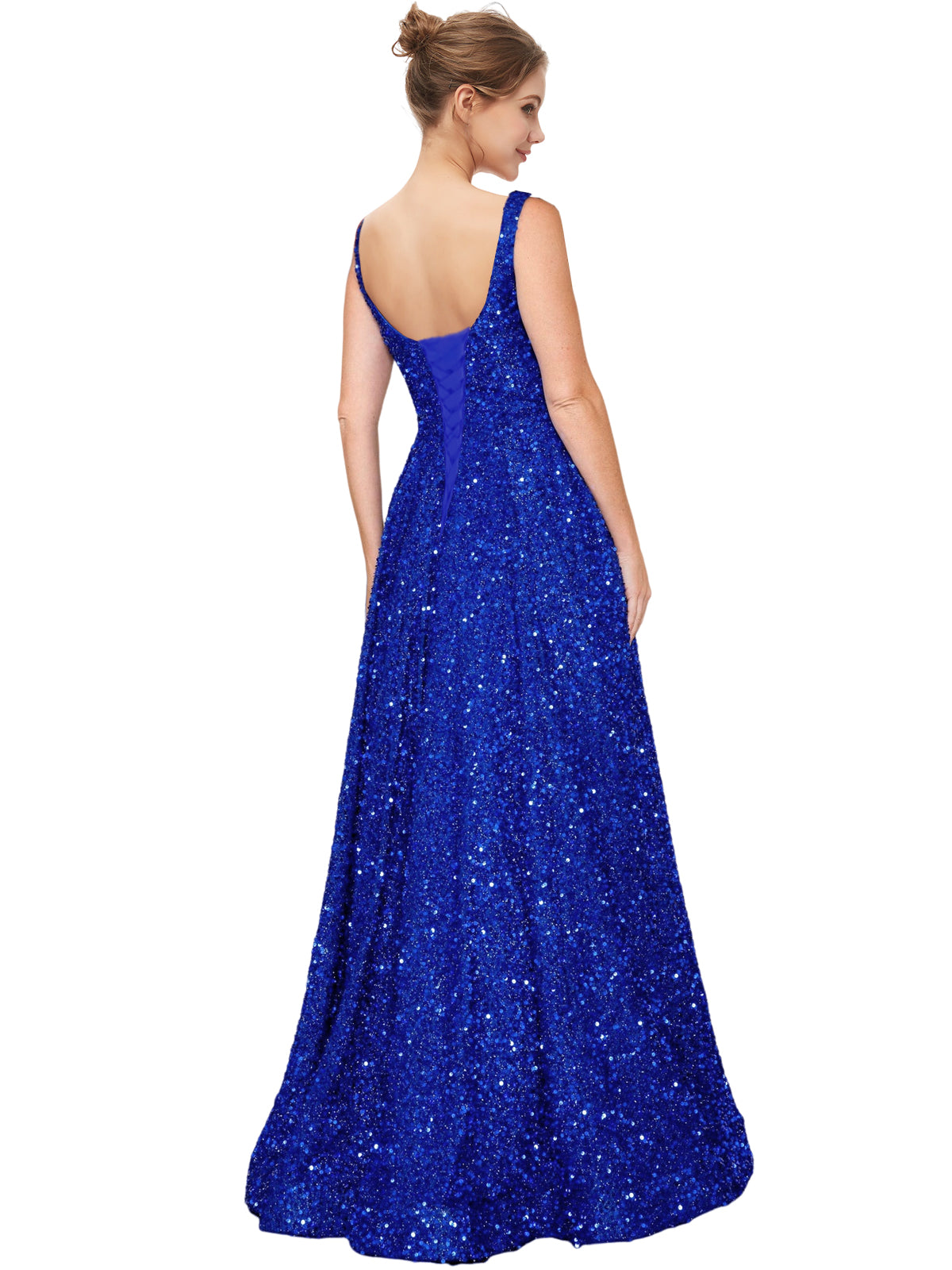 Sequin Long Dress Bateau/Boat Sleeveless A Line Evening Ball Gown GD300003