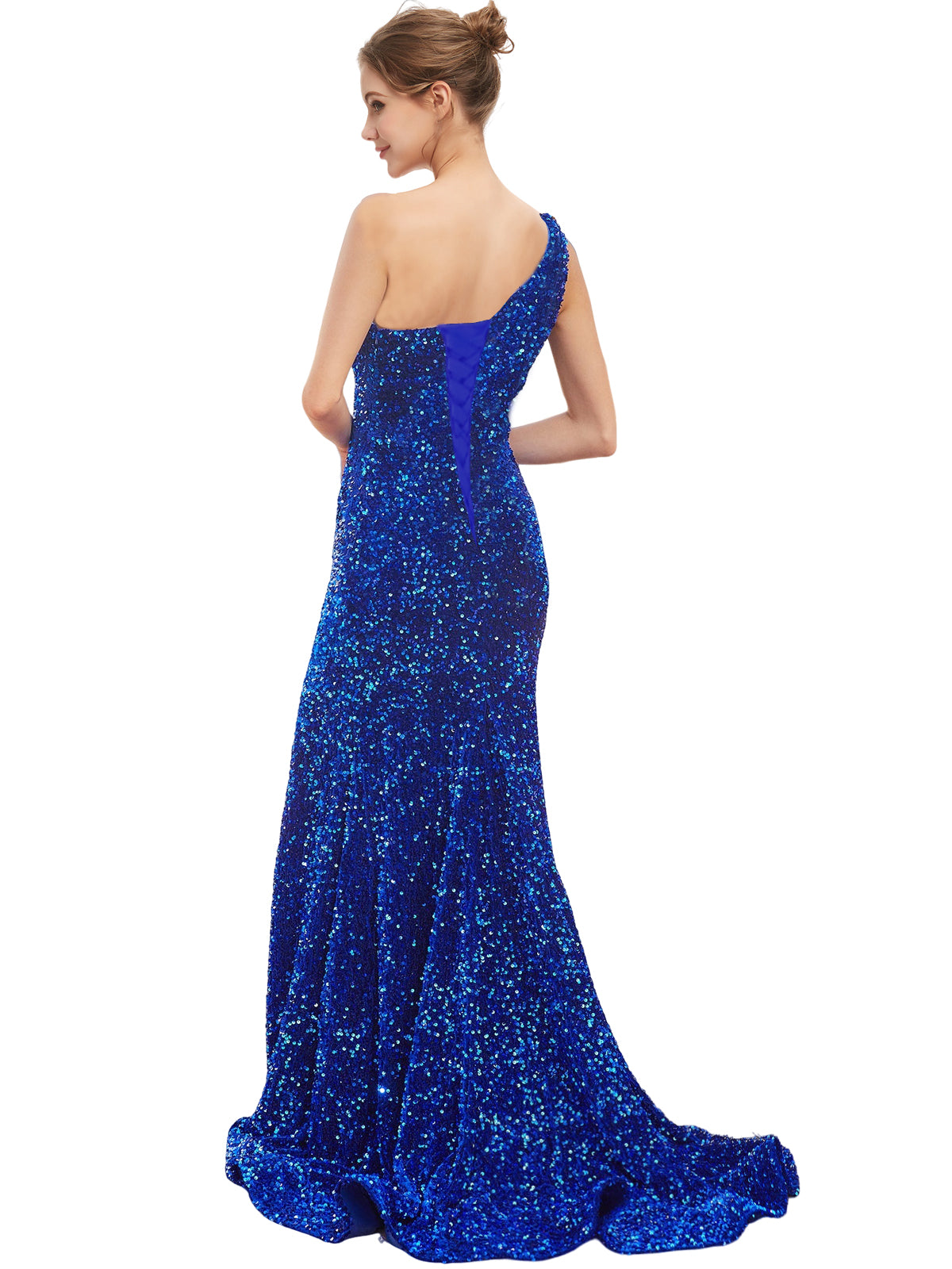 Sequin Long Dress One Shoulder Sheath Evening Ball Gown GD300005