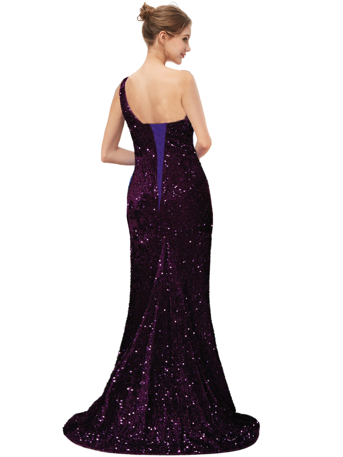 Sequin Long Dress One Shoulder Sheath Evening Ball Gown GD300007