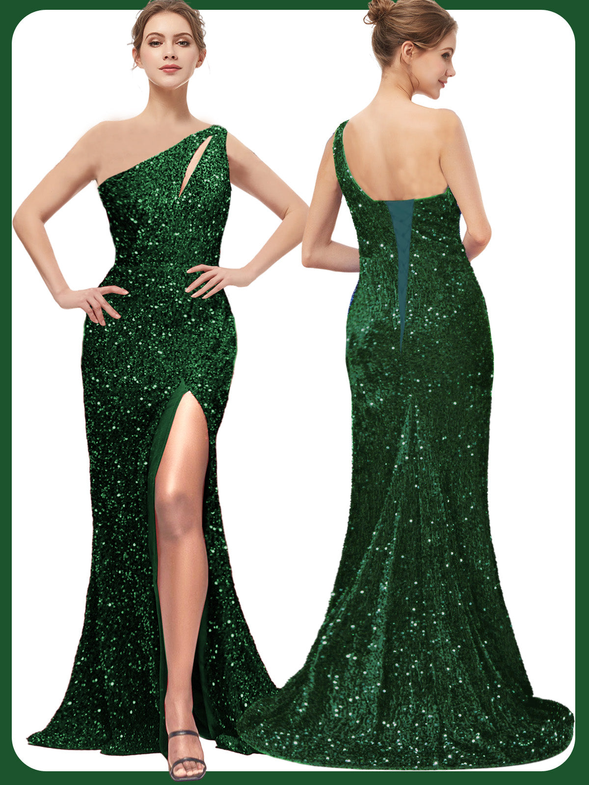 Sequin Long Dress One Shoulder Sheath Evening Ball Gown GD300007