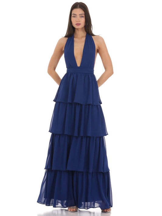 Pearl Chiffon Sheath Long Prom Dress Dipped Ball Gown GD300028