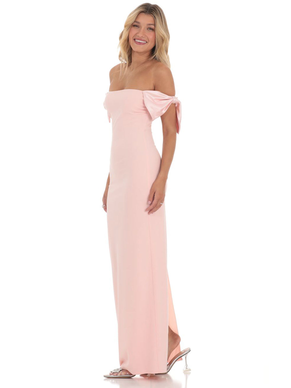 Pearl Chiffon Sheath Long Prom Dress Off-the-shoulder Ball Gown GD300020