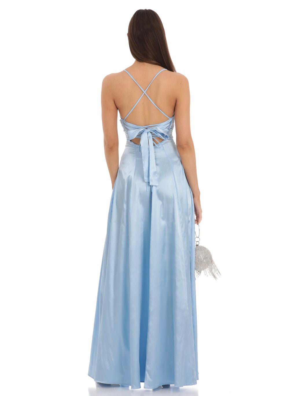 A Line Long Prom Dress Sweetheart Satin Slit Evening Ball Gown GD300021