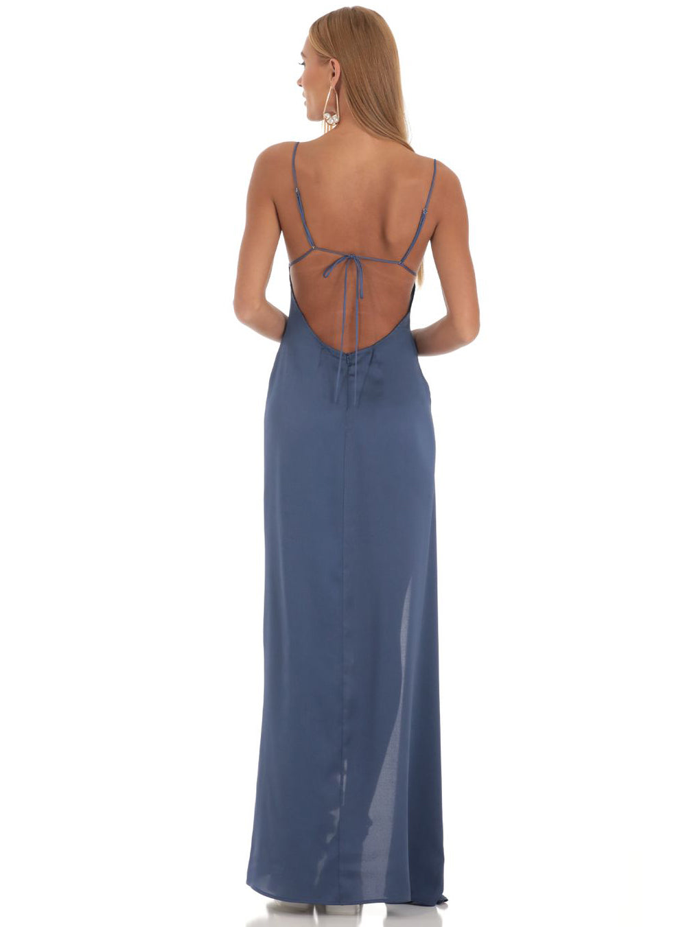 A Line Long Dress Silk like Satin Sleeveless Party Dress GD300023