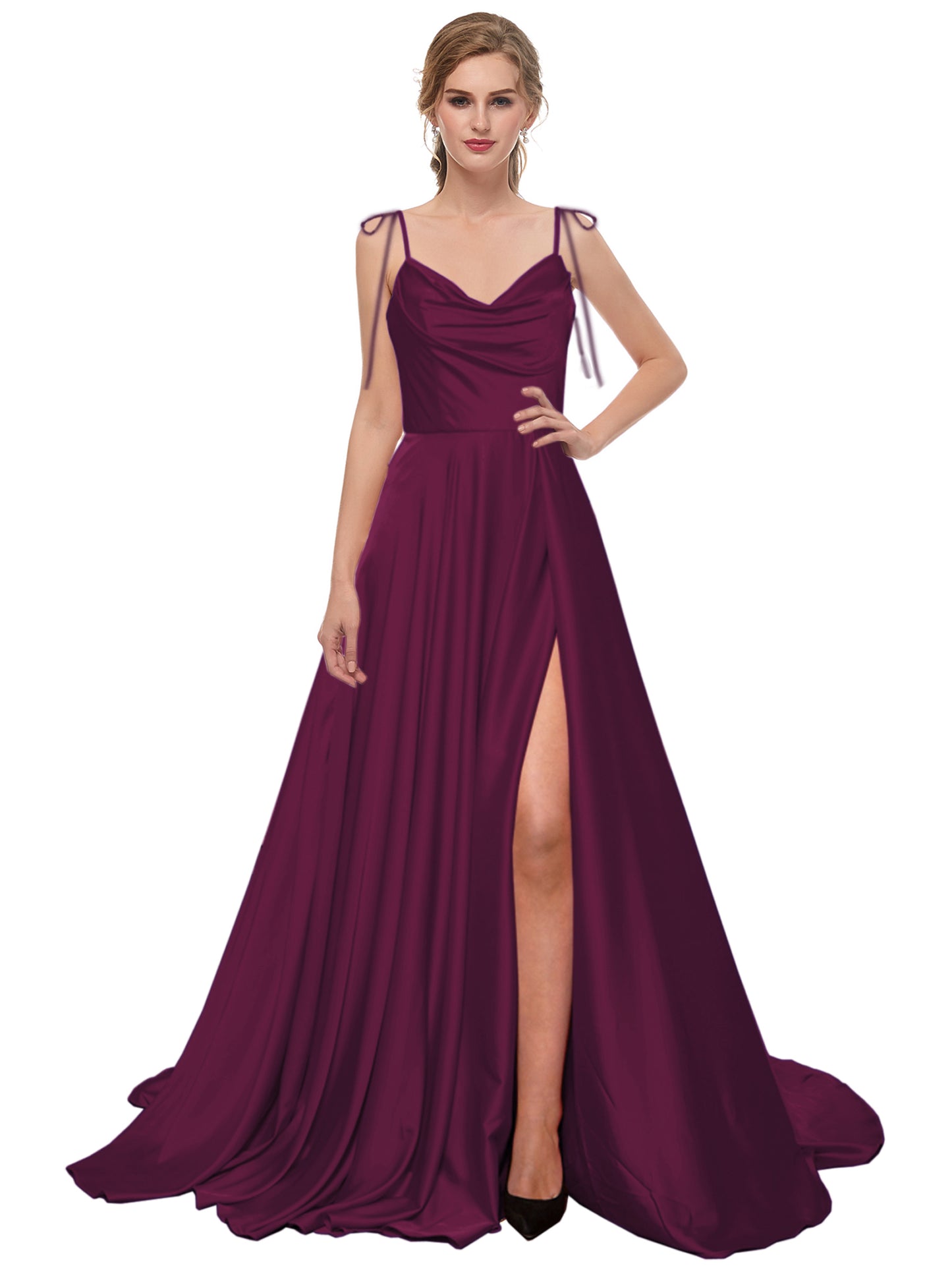 A Line Long Prom Dress Spaghetti Straps Evening Ball Gown GD101503
