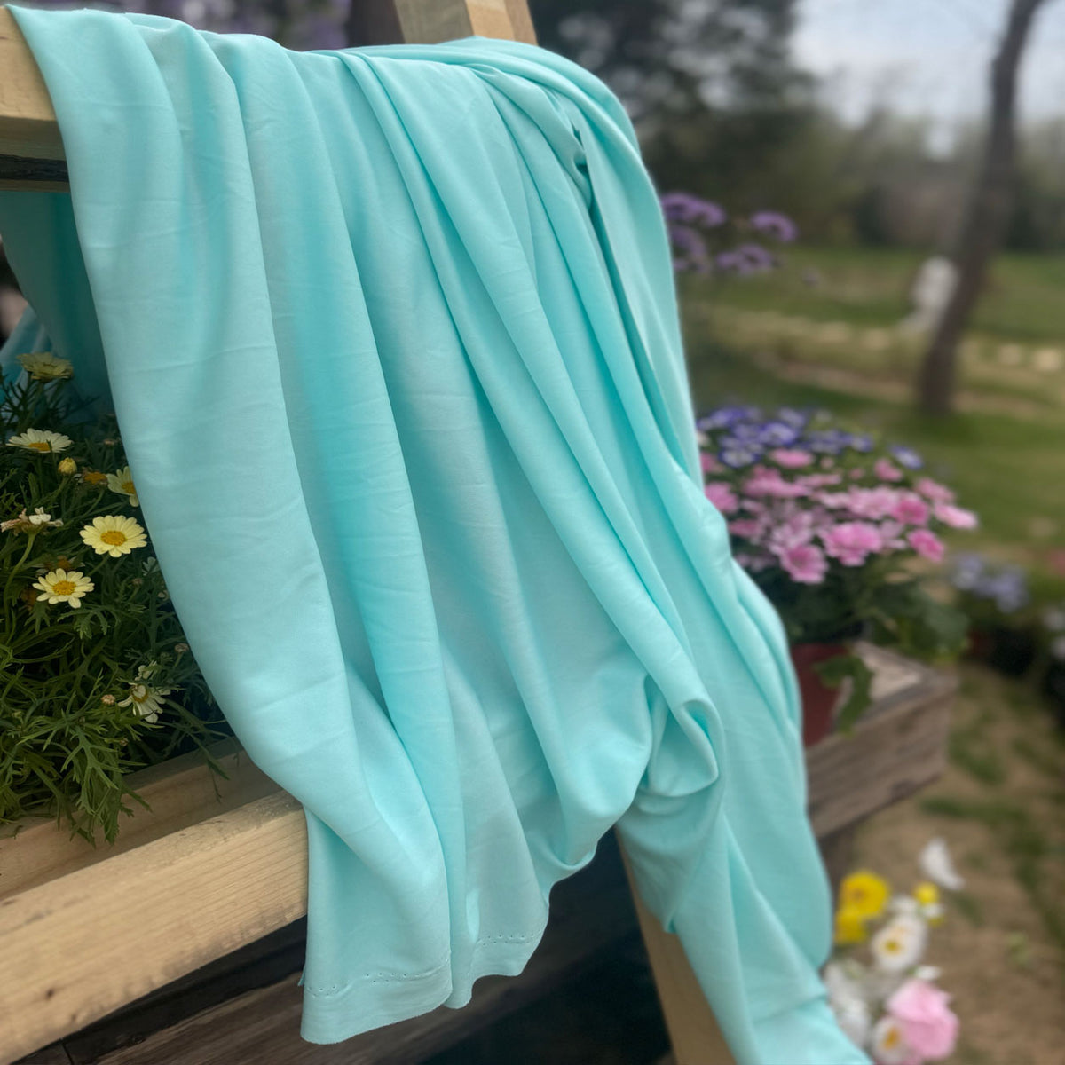 Dusty Blue Wedding Draping Fabric for Ceremony Backdrops and Event Decorations 170 × 100 cm