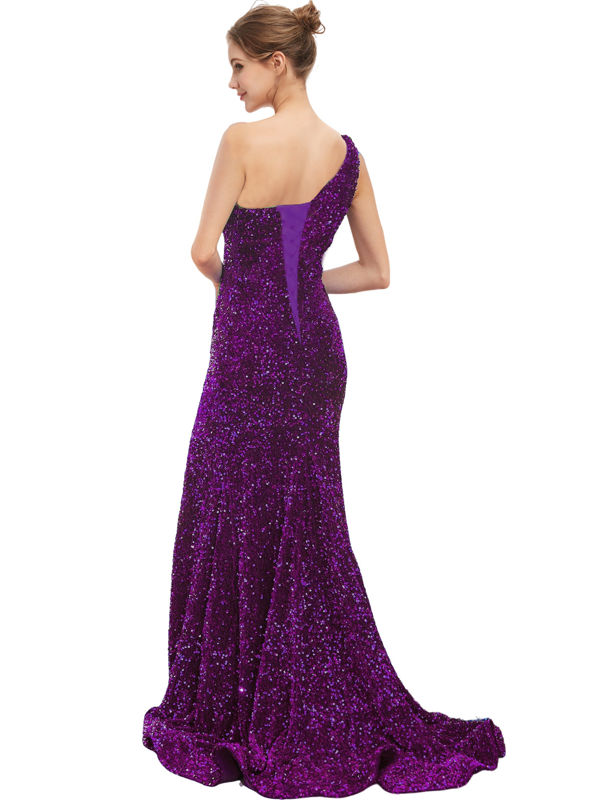 Sequin Long Dress One Shoulder Sheath Evening Ball Gown GD300005