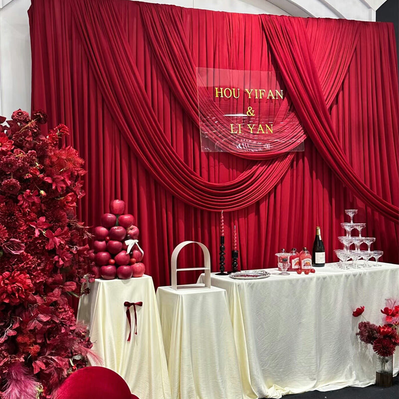 Burgundy Draping Fabric Stretch Knit Fabric for Wedding Decor Curtains 170x100 cm -FB00002