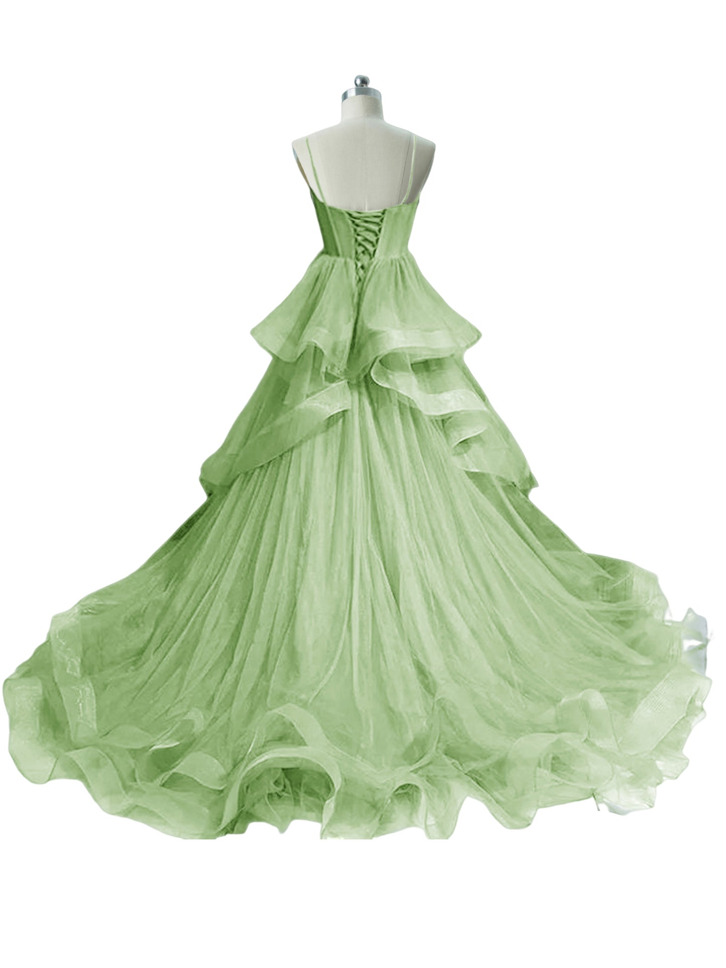 Tulle A Line Long Prom Dress V Neck Evening Ball Gown GD101509