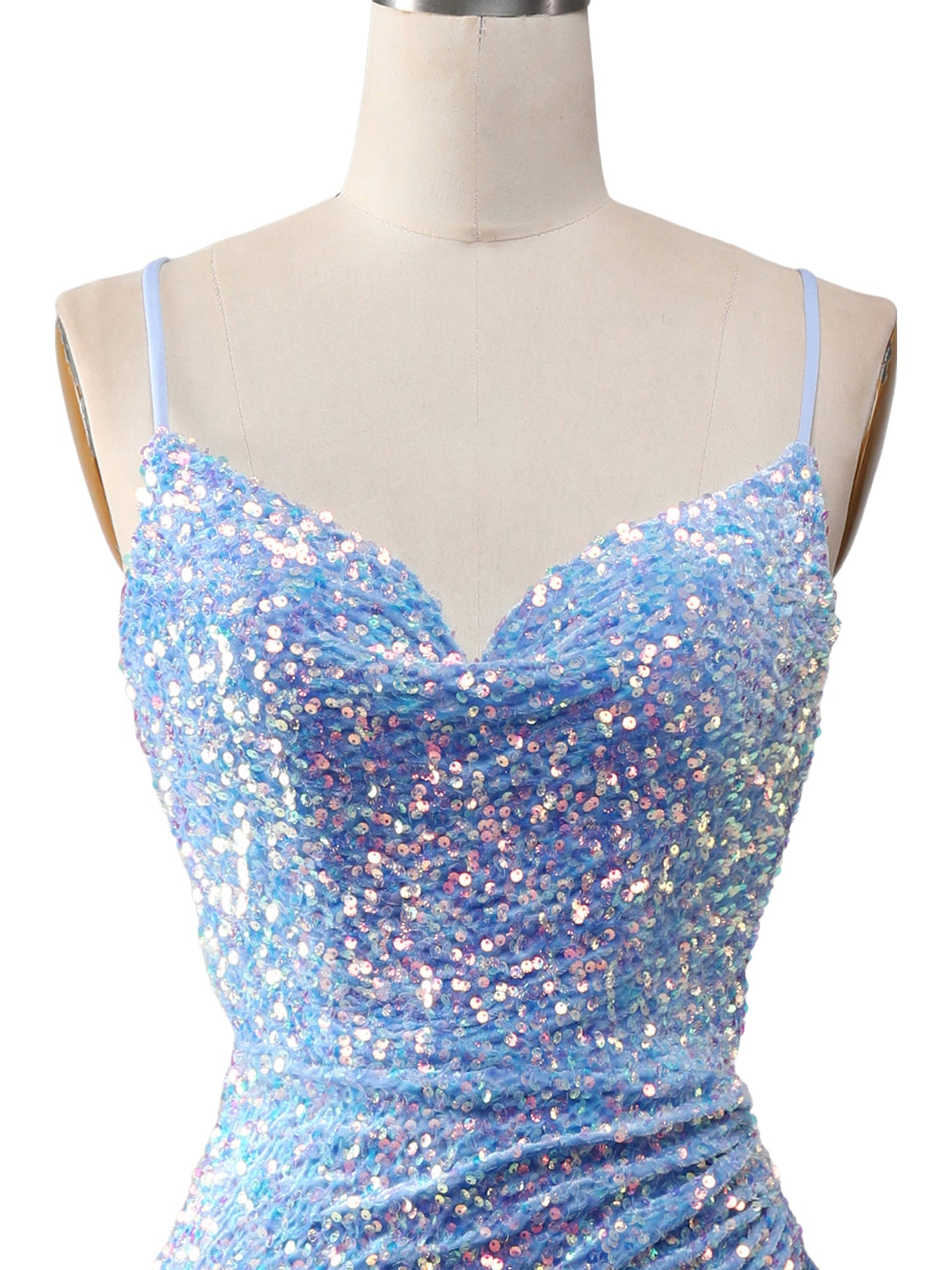 Sequin Sheath Long Dress V Neck Sleeveless Evening Ball Gown GD300012