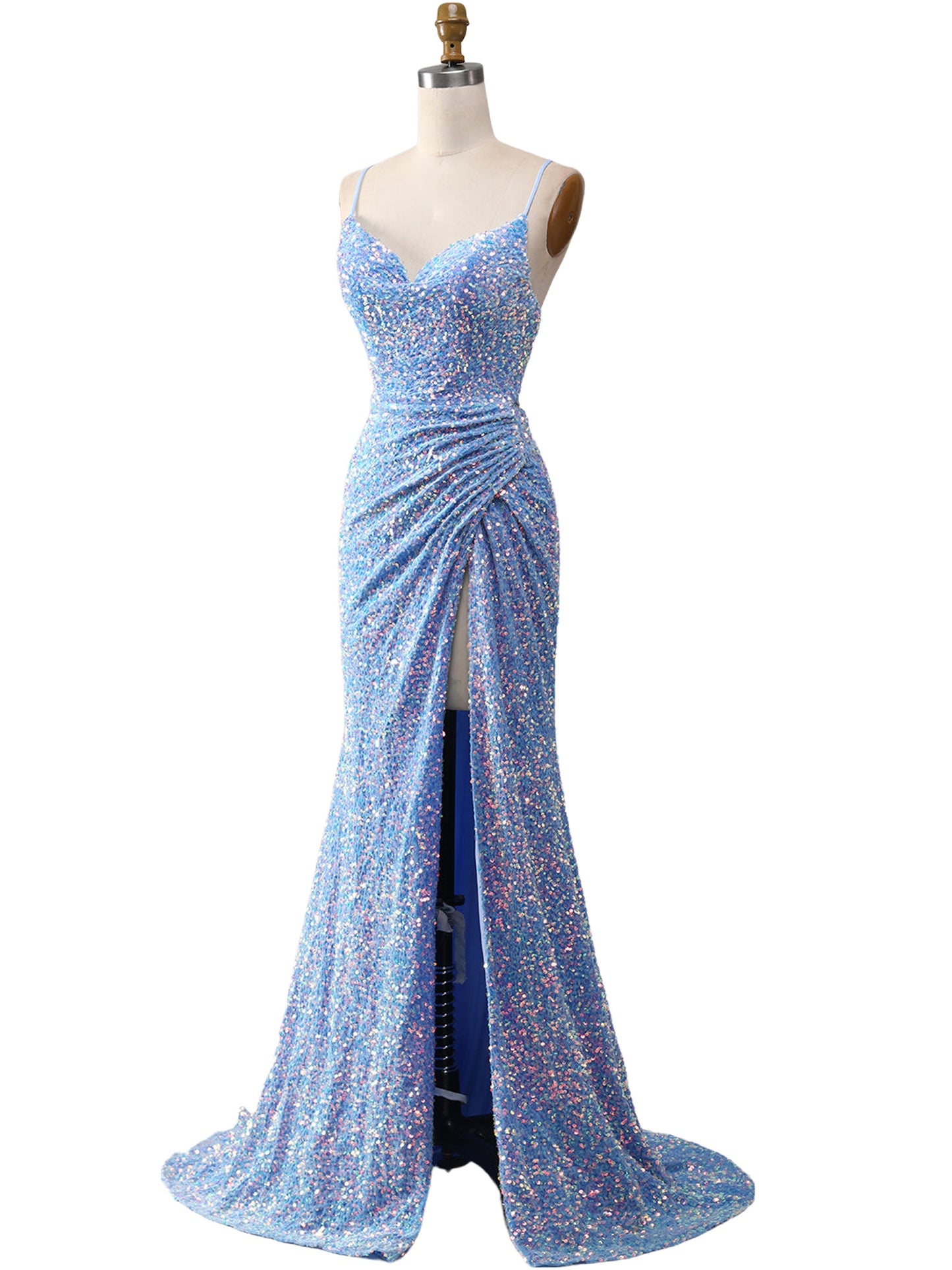 Sequin Sheath Long Dress V Neck Sleeveless Evening Ball Gown GD300012