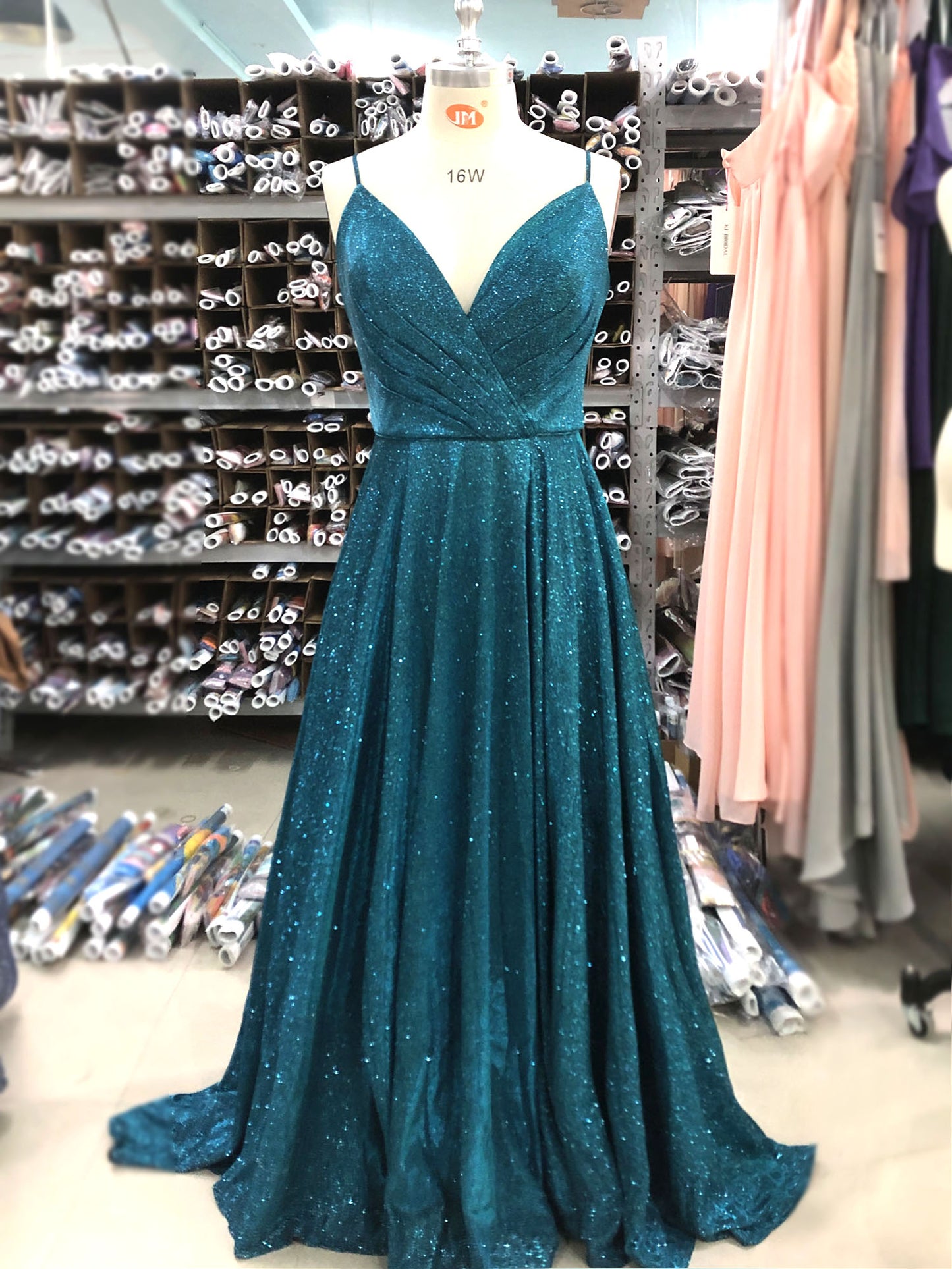 Women's Long Dress Glitter V-neck Slits Back Strap Fashion Long Sleeveless Slit Party Dress B19390