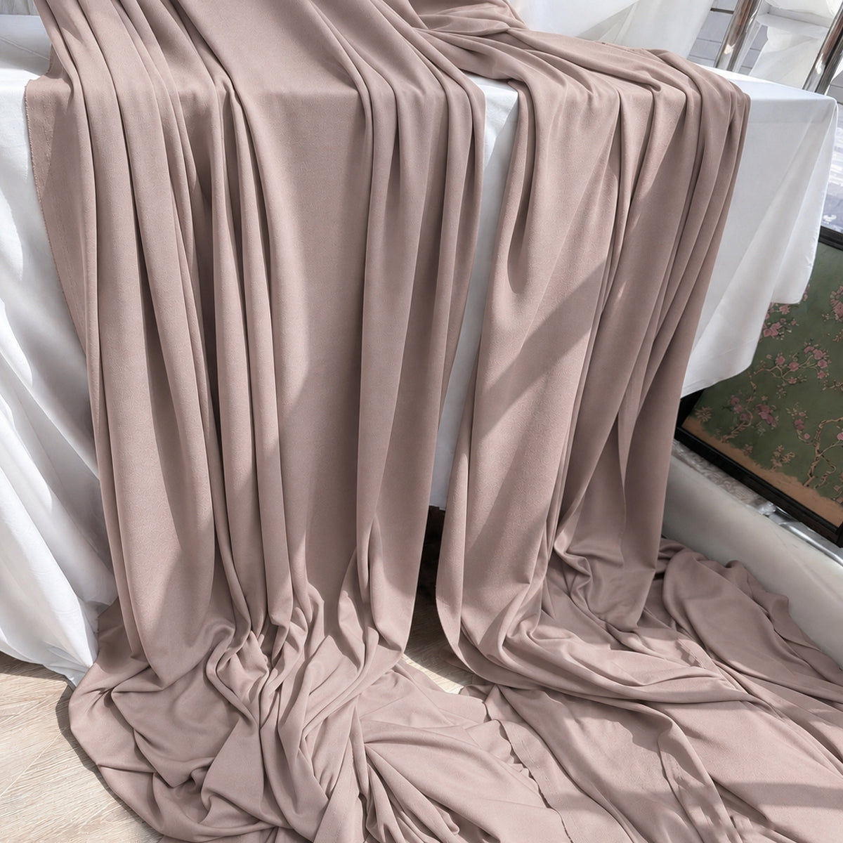Warm Brown Chocolate Background Fabric, Decorative Wedding Drapes, Ceiling Panels 170x100 cm